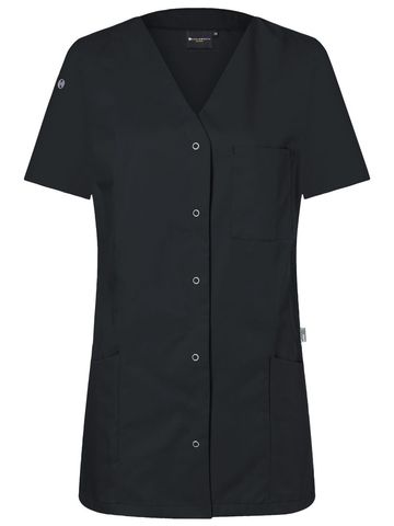Damen-Arbeitskittel mit Druckknöpfen - 1 - Schwarz