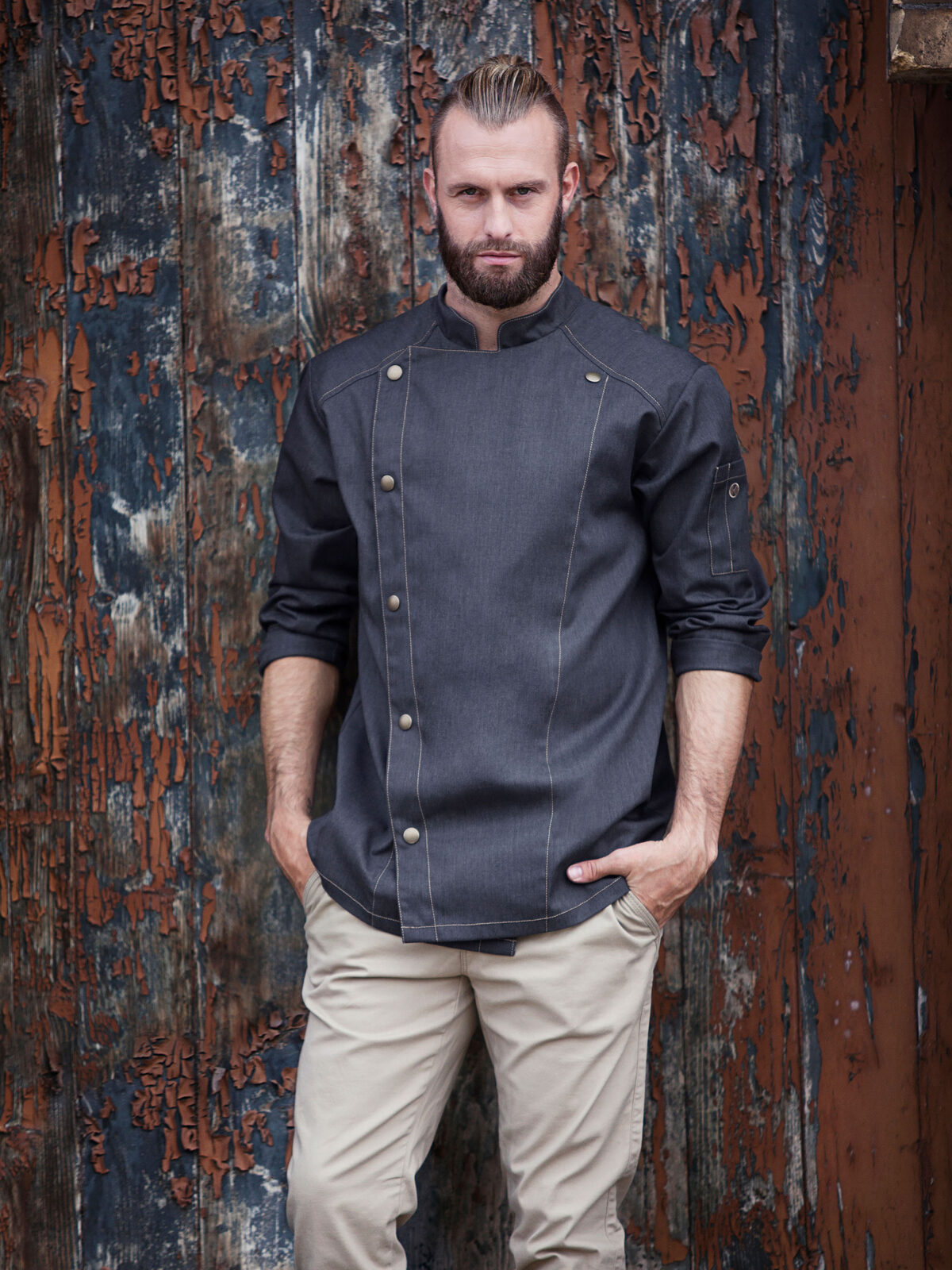 Kochjacke im Jeans-Stil