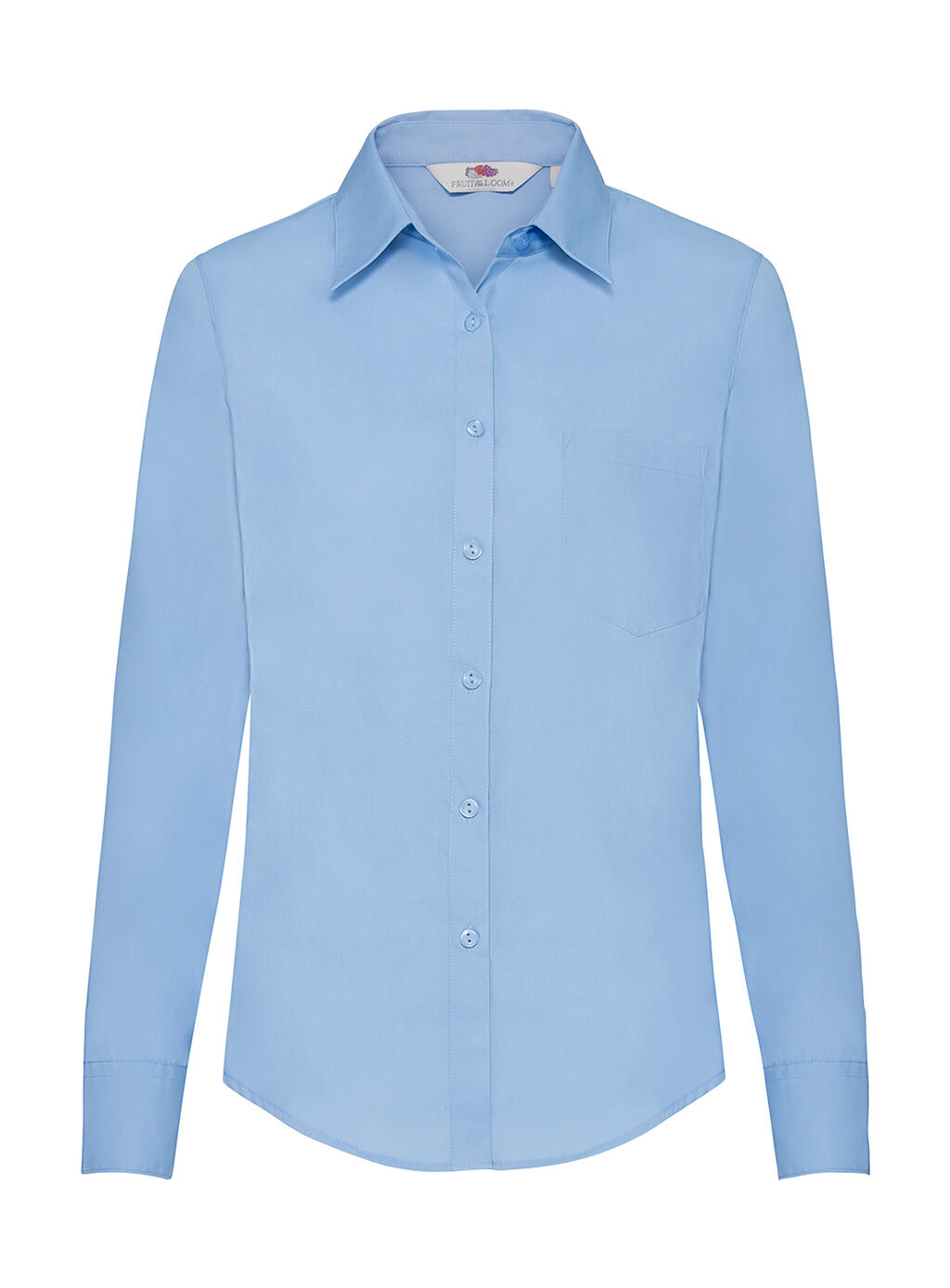 Damen-Popeline-Hemd, langärmelig - MU - MU – Mittelblau