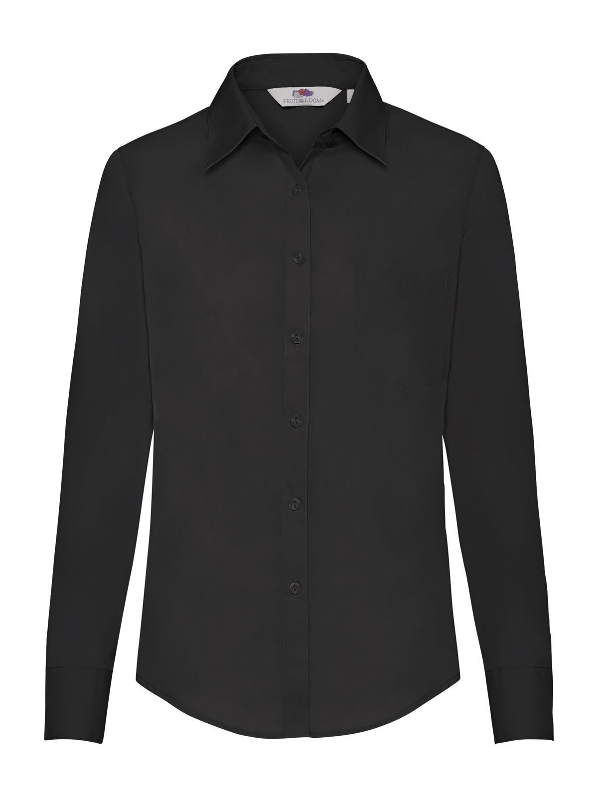 Damen-Popeline-Hemd, langärmelig - 36 - Schwarz