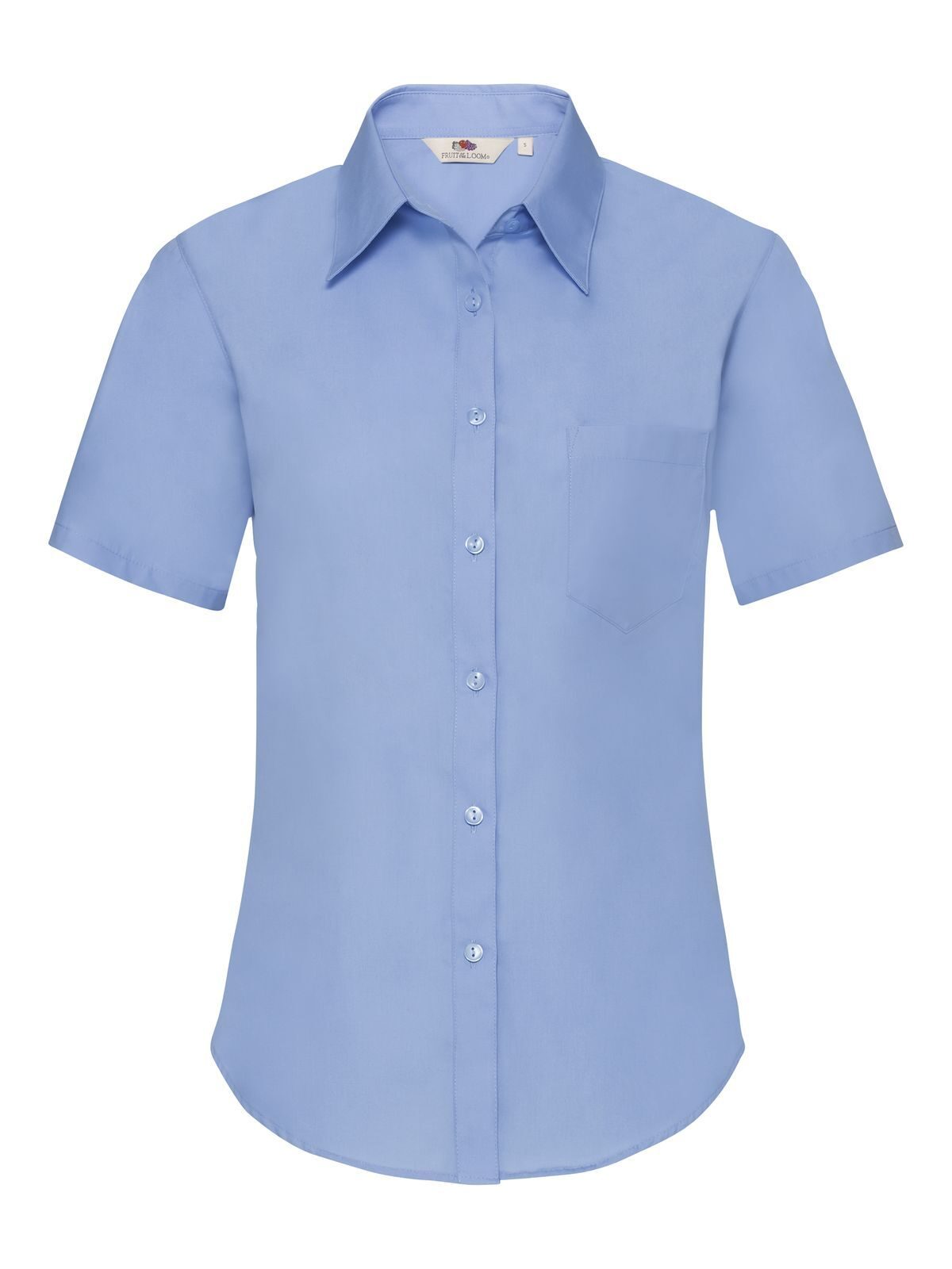 Damen-Popeline-Bluse, Kurzarm - MU - MU – Mittelblau