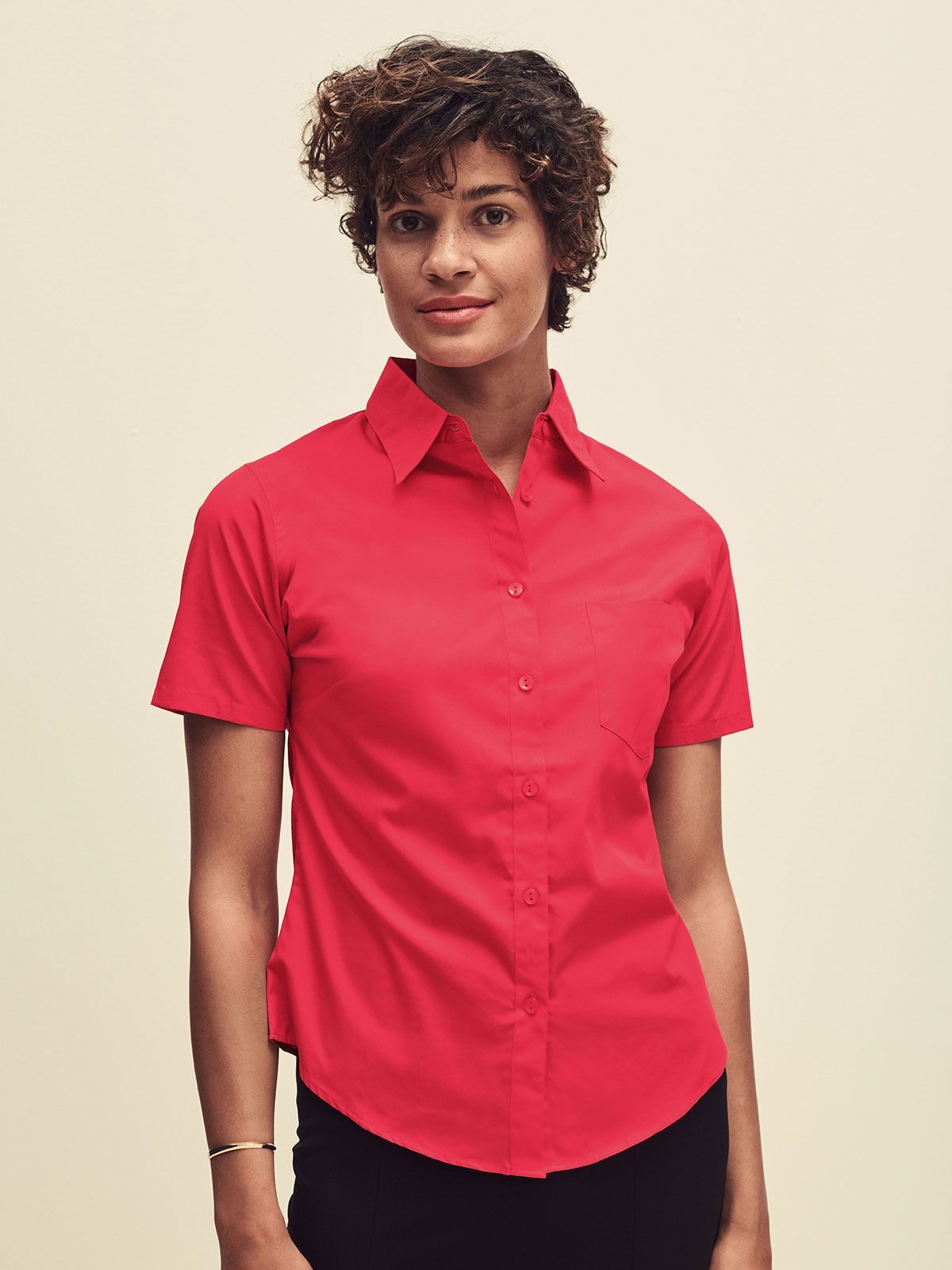 Damen-Popeline-Bluse, Kurzarm