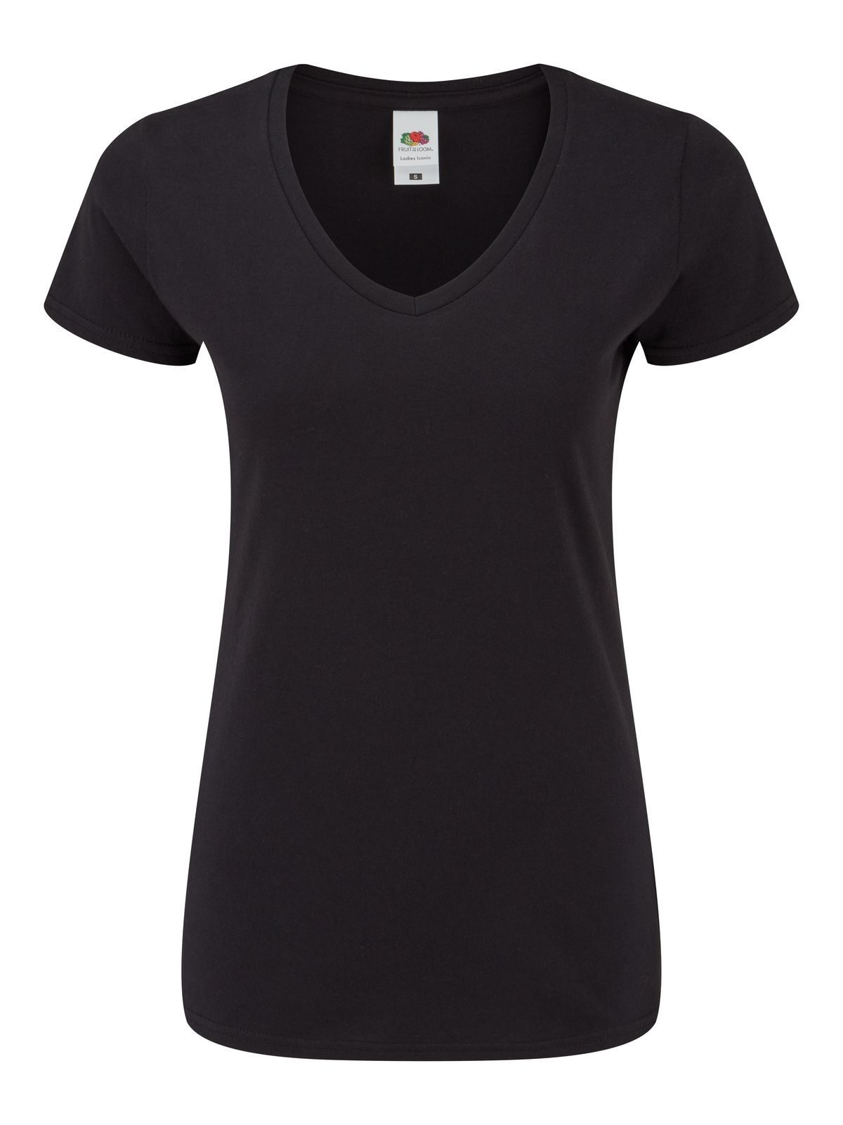 Damen Iconic 150 V-Ausschnitt T-Shirt - 36 - Schwarz