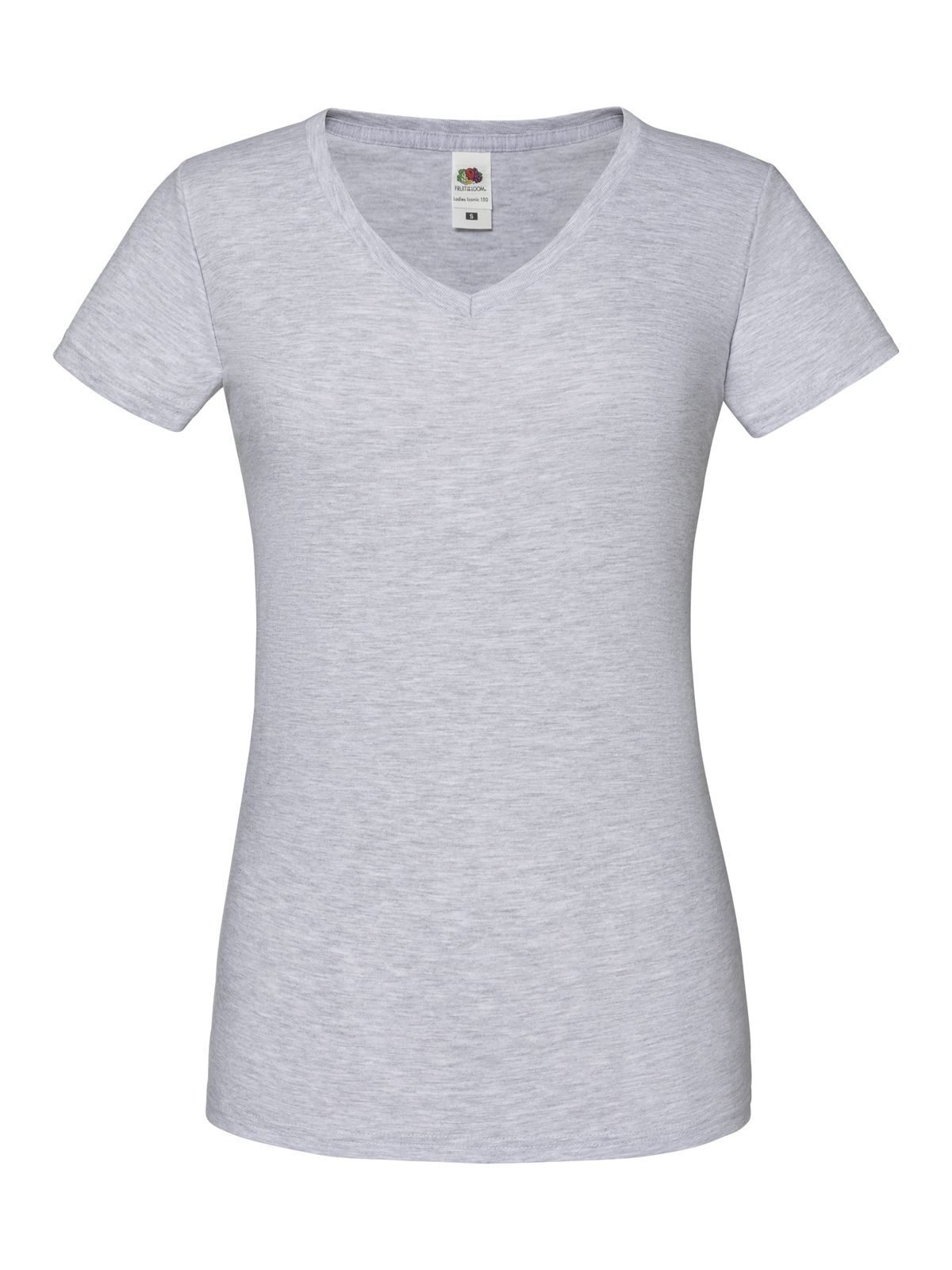 Damen Iconic 150 V-Ausschnitt T-Shirt - 94 - Heidegrau