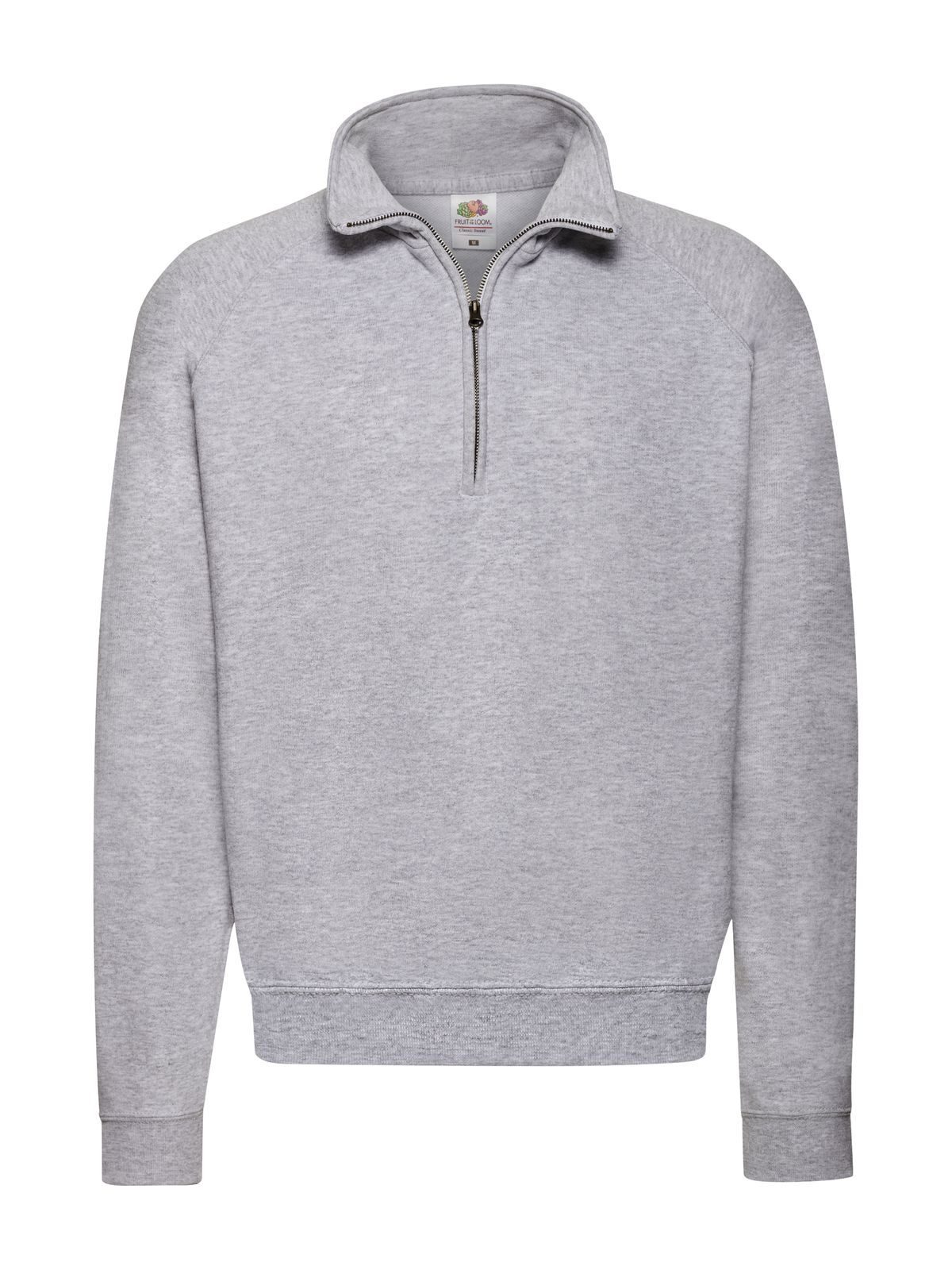 Klassisches Sweatshirt mit Reißverschlusskragen - 94 - Heidegrau