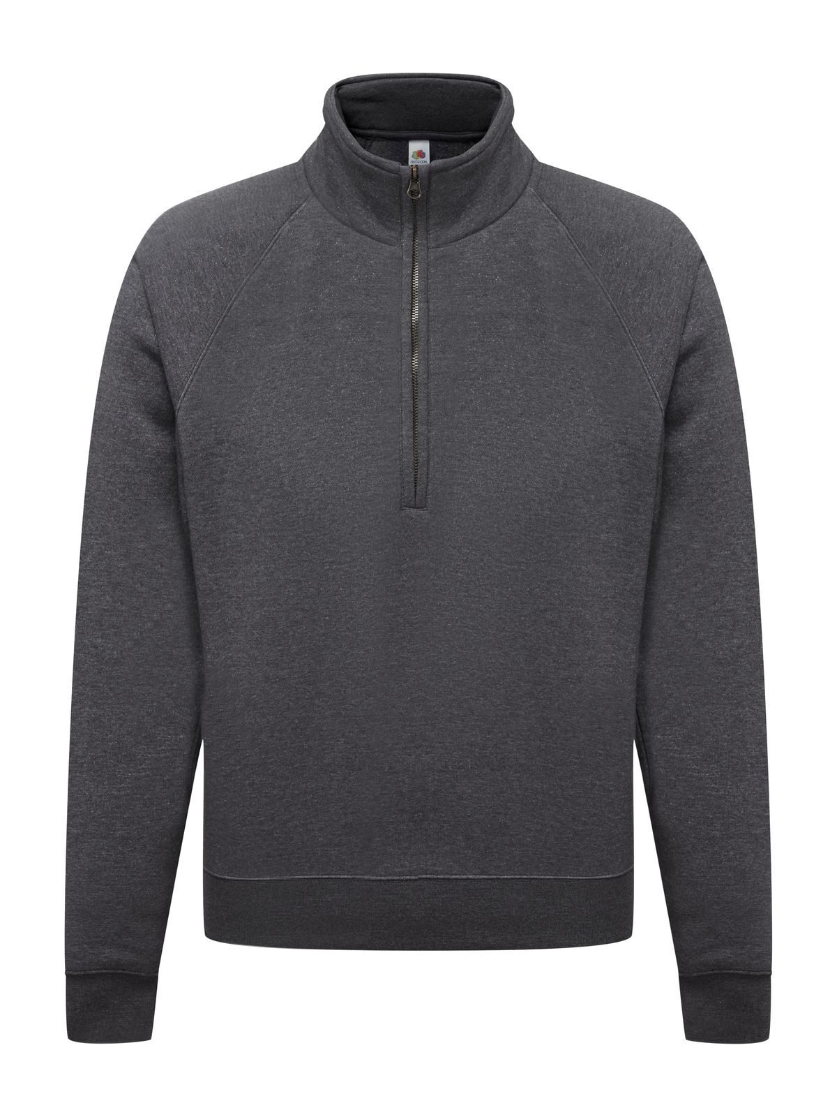 Premium-Raglan-Sweatshirt mit Reißverschlusskragen - HD - HD – Dunkelgrau meliert