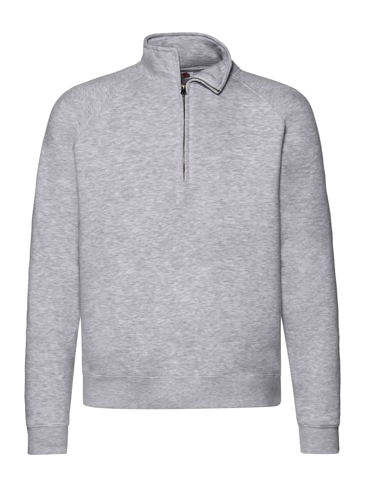 Premium-Raglan-Sweatshirt mit Reißverschlusskragen - 94 - Heidegrau