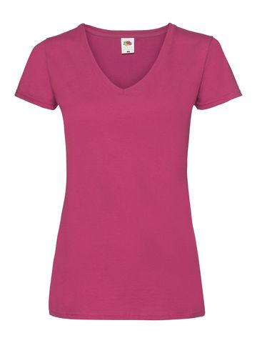 Damen Valueweight V-Ausschnitt T-Shirt - 57 - Fuchsia