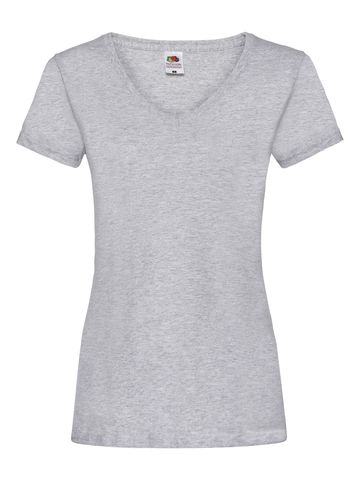 Damen Valueweight V-Ausschnitt T-Shirt - 94 - Heidegrau