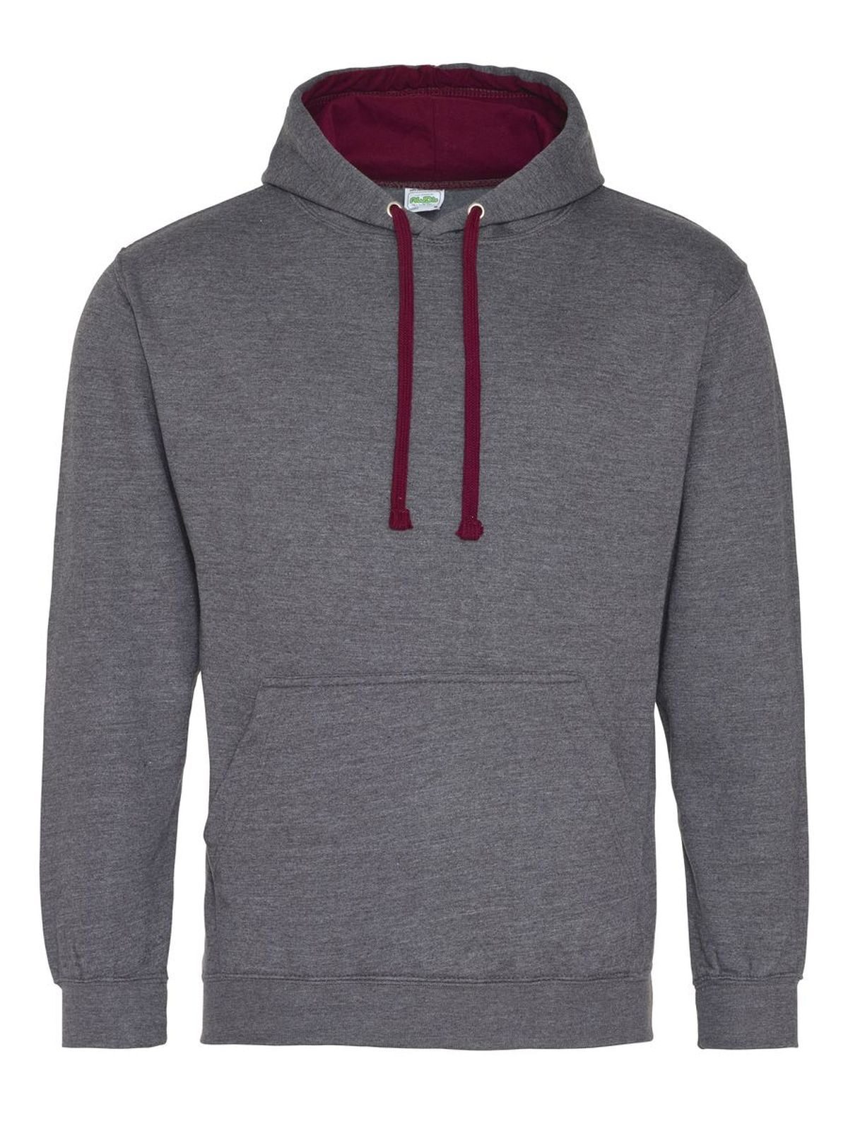 College-Hoodie - CHA/BUR - HOLZKOHLE/BURGUNDER
