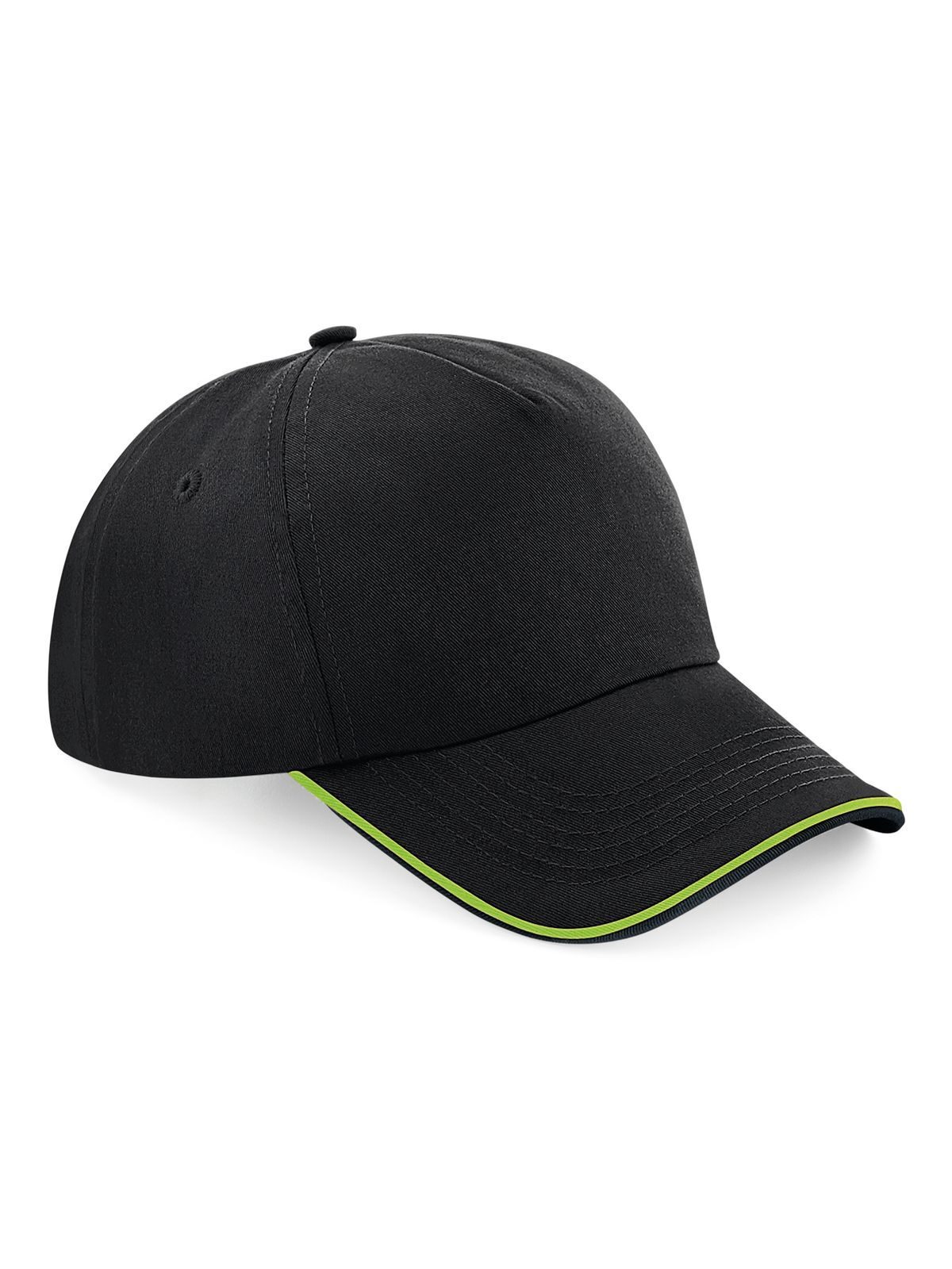 Authentische 5-Panel-Kappe – mit Paspelierung am Schirm - BLKL - BLKL – Schwarz/Limettengrün