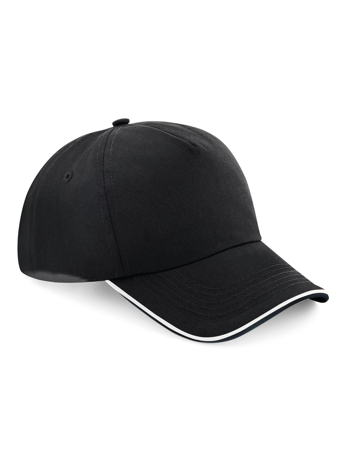 Authentische 5-Panel-Kappe – mit Paspelierung am Schirm - BLKW - Schwarz/Weiß