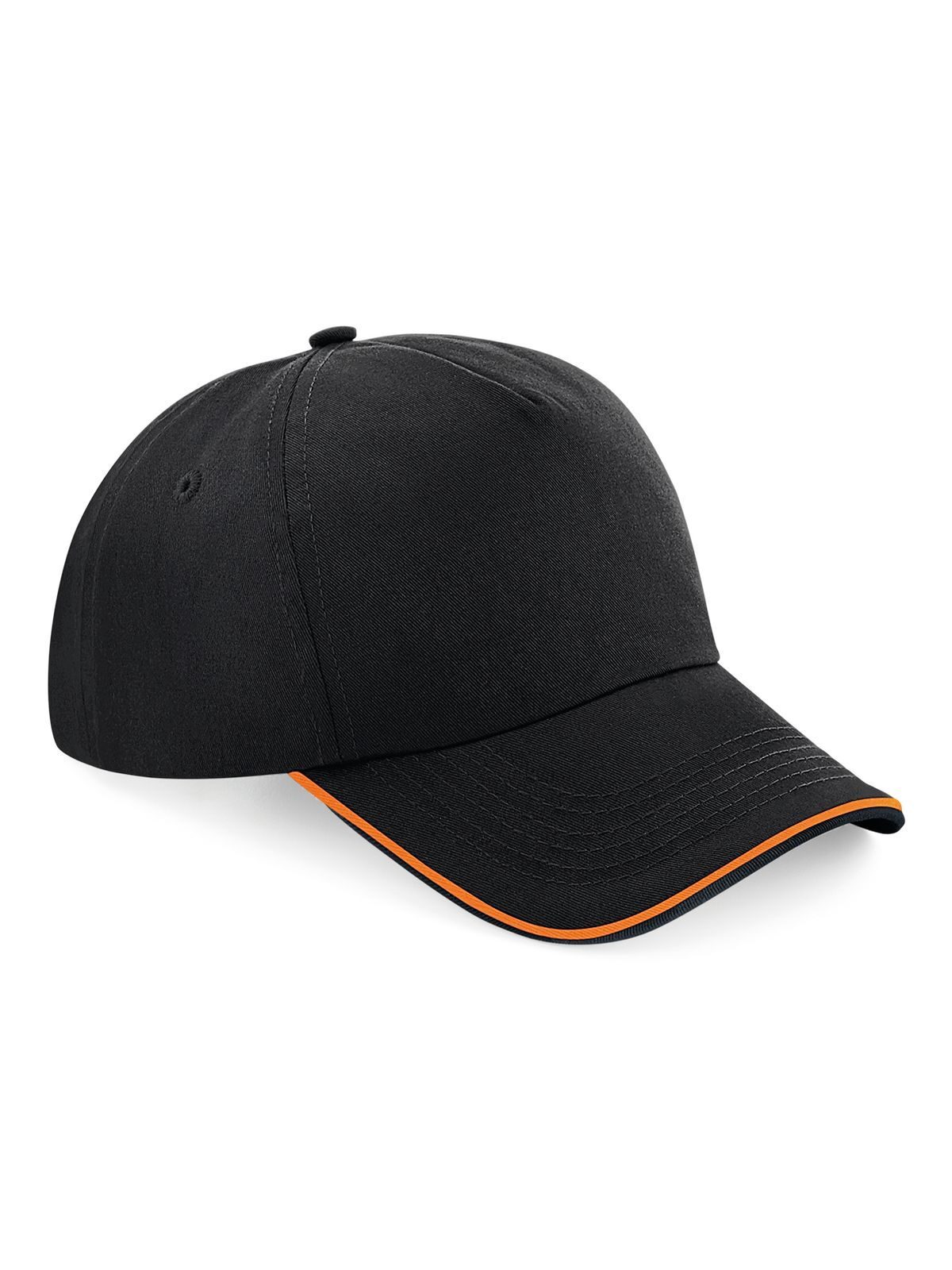 Authentische 5-Panel-Kappe – mit Paspelierung am Schirm - BLKO - Schwarz/orange