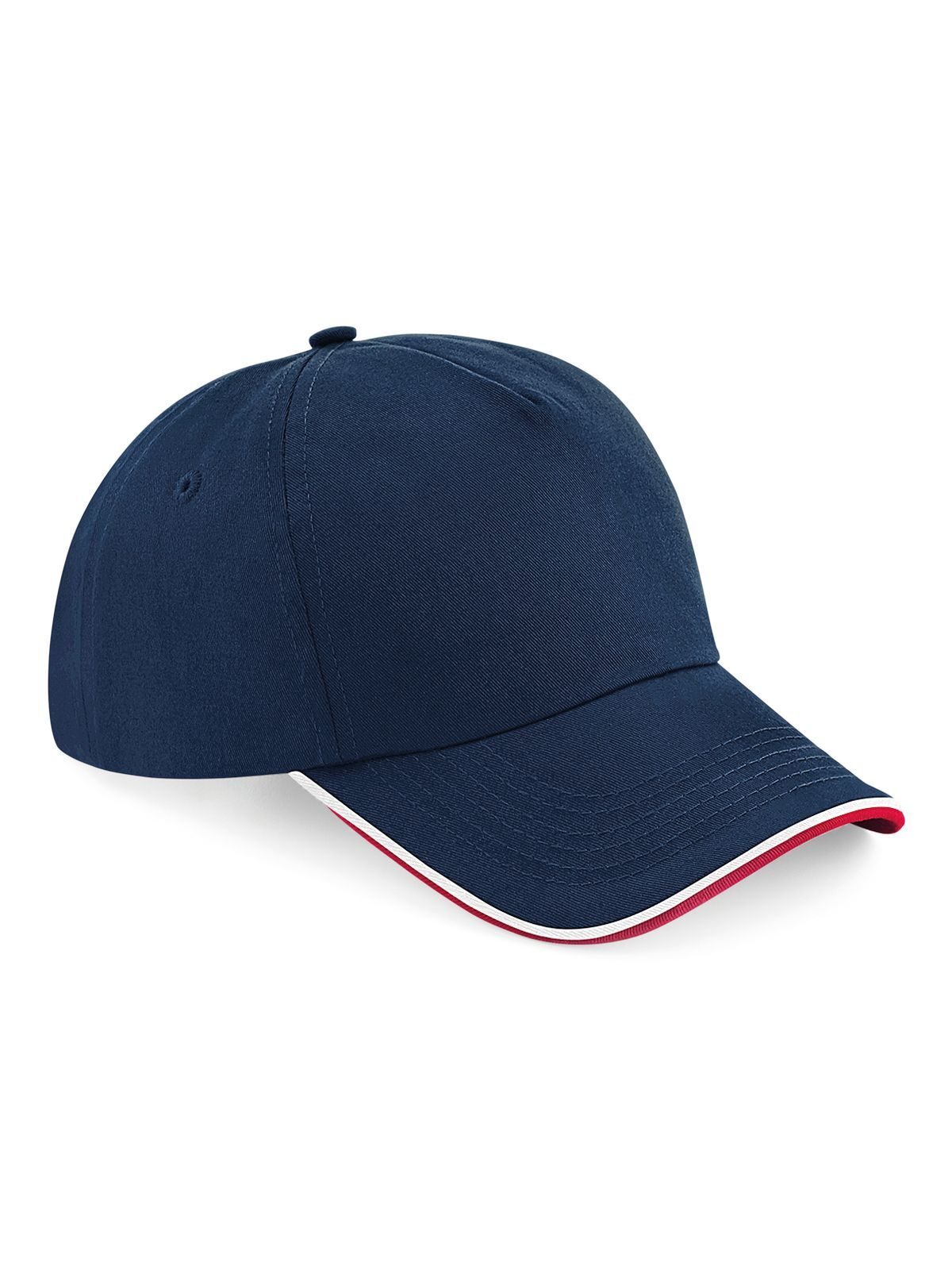 Authentische 5-Panel-Kappe – mit Paspelierung am Schirm - FNACW - Französisches Marineblau/Klassisches Rot/Weiß