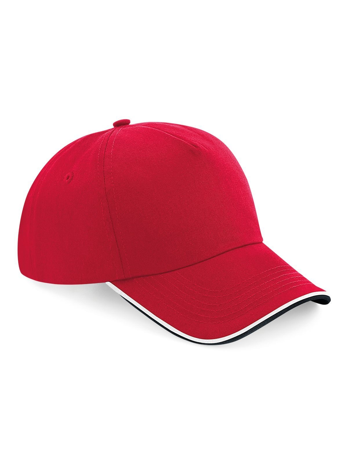 Authentische 5-Panel-Kappe – mit Paspelierung am Schirm - CSRBW - Klassisches Rot/Schwarz/Weiß