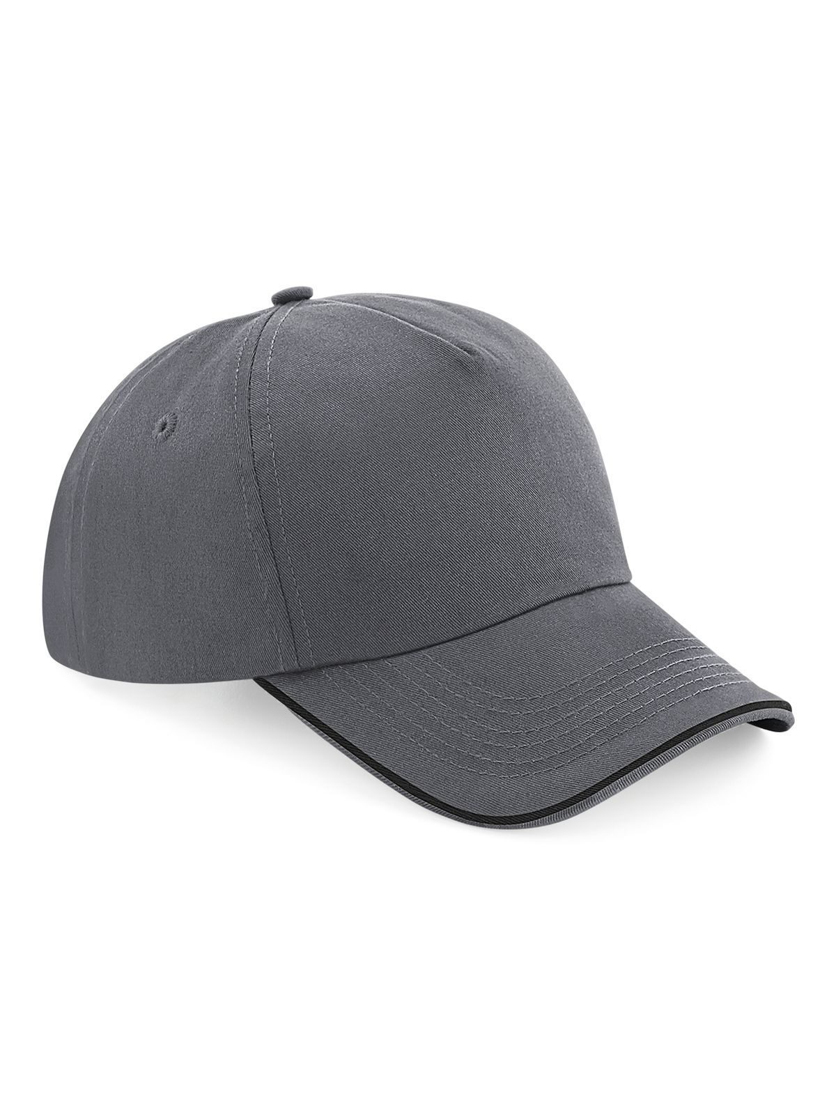 Authentische 5-Panel-Kappe – mit Paspelierung am Schirm - GPHB - Graphitgrau/Schwarz