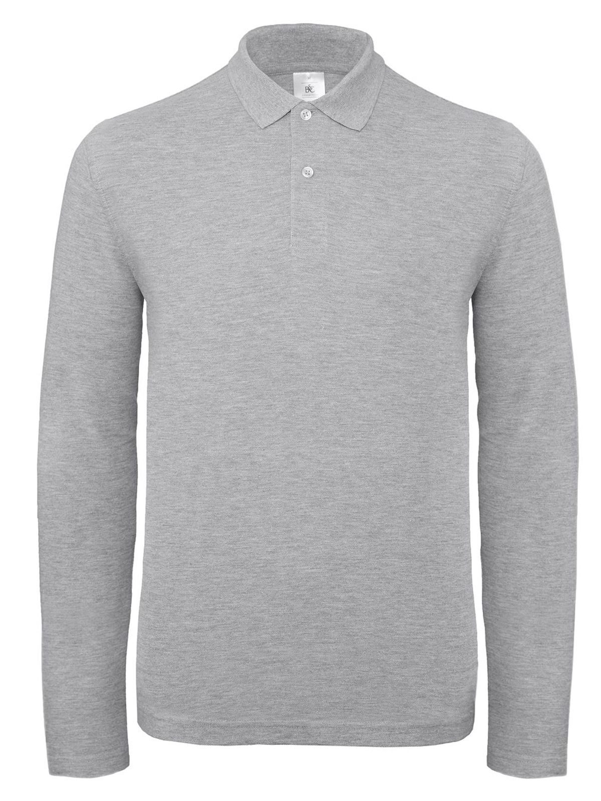 Herren-Langarmpolo ID.001 - HG610 - Heidegrau