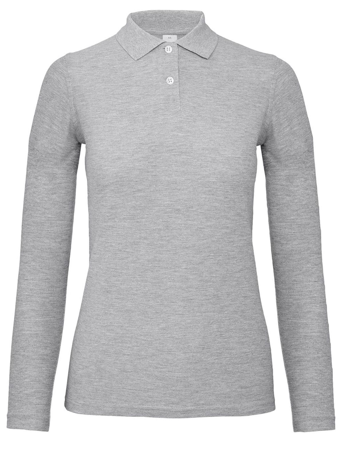 Damen-Langarmpolo ID.001 - HG610 - Heidegrau