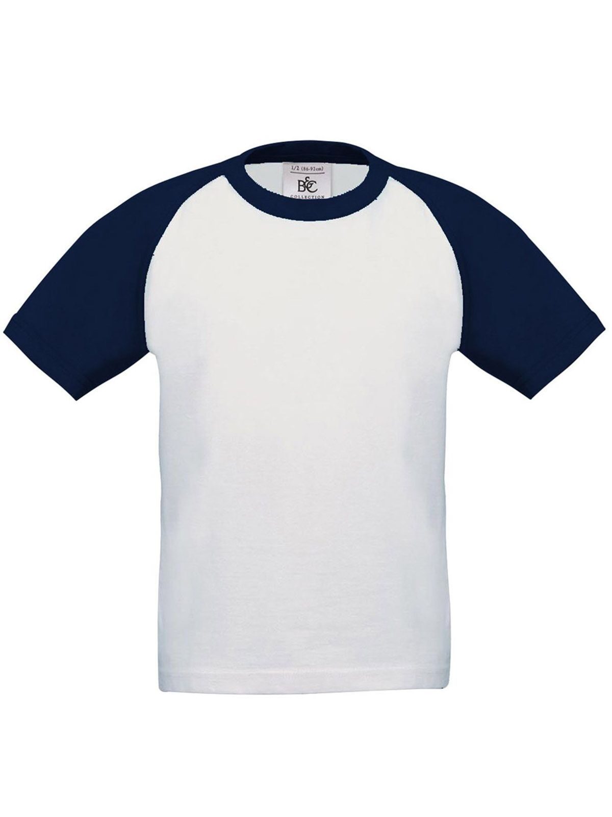 Kinder-T-Shirt Baseball - 908 - Weiß/Marineblau