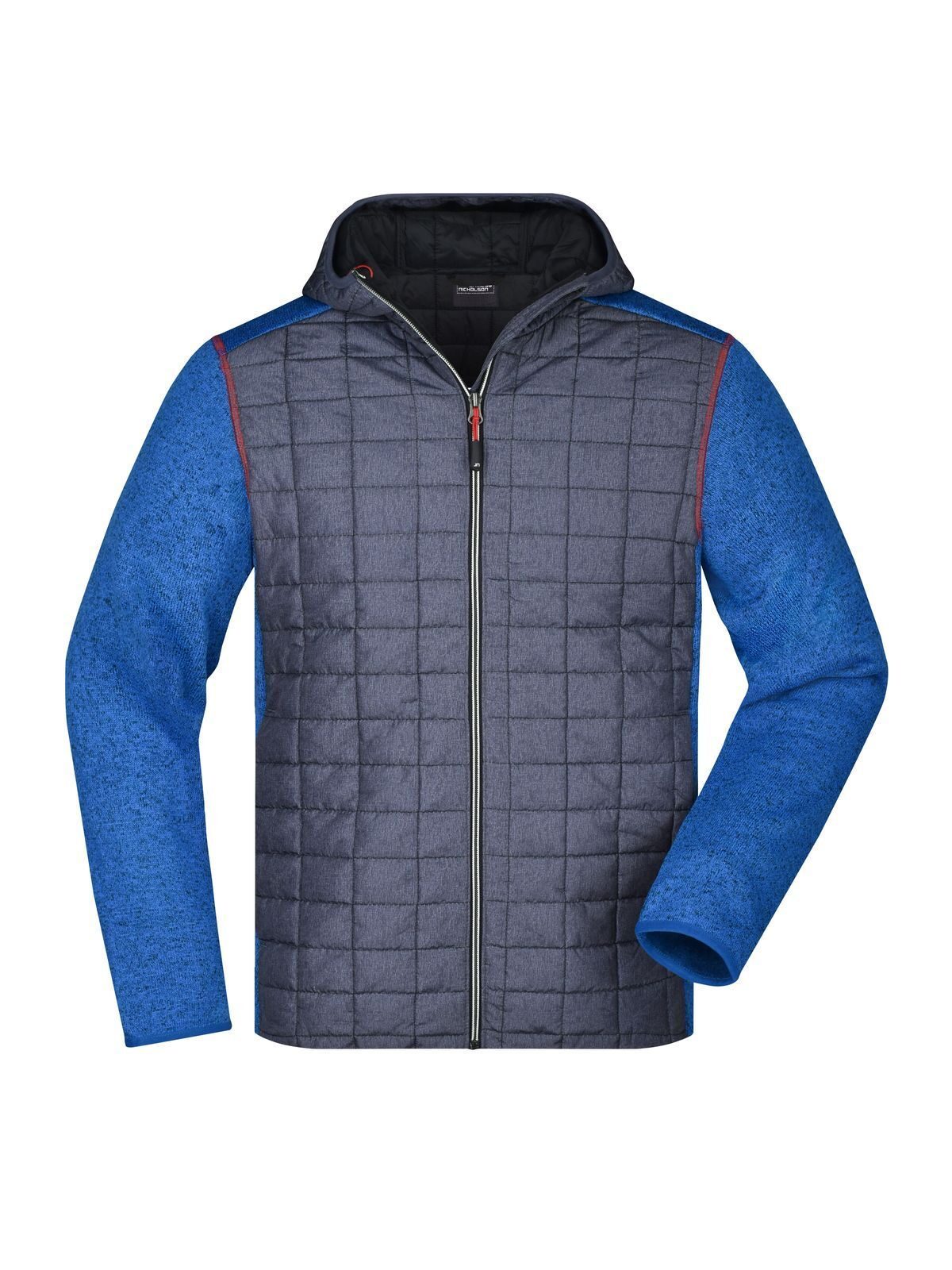 Herren-Strickjacke (Hybrid) - RMANM - Royal-Melange/Anthrazit-Melan