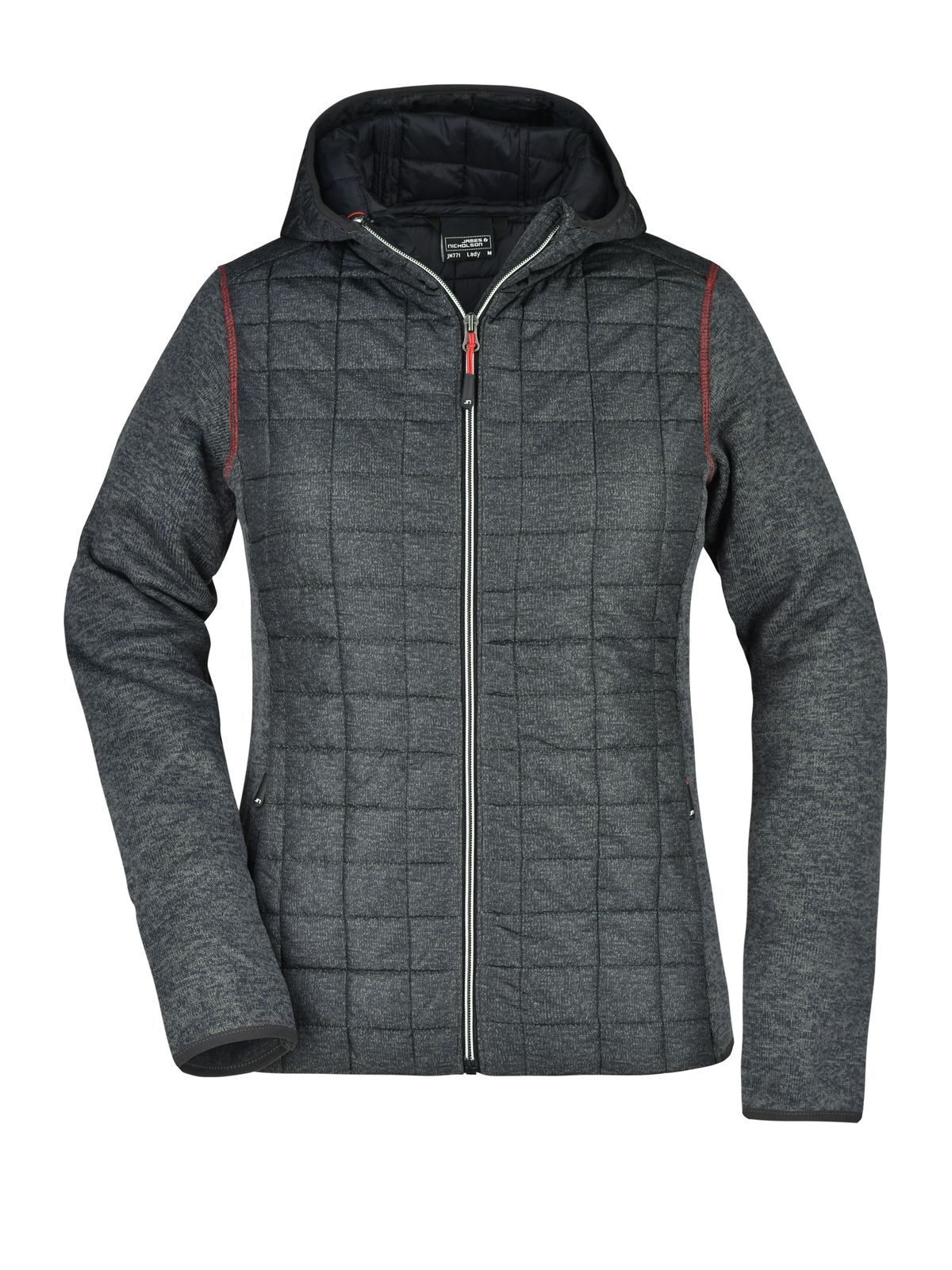 Damen-Strick-Hybridjacke - GMANM - Melange - Anthrazit - Melange