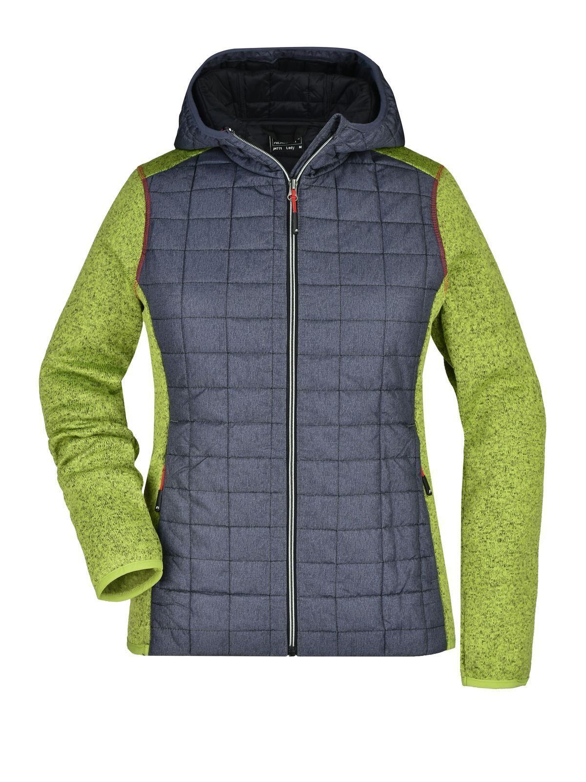 Damen-Strick-Hybridjacke - KMANM - Kiwi-Melange/Anthrazit-Melange