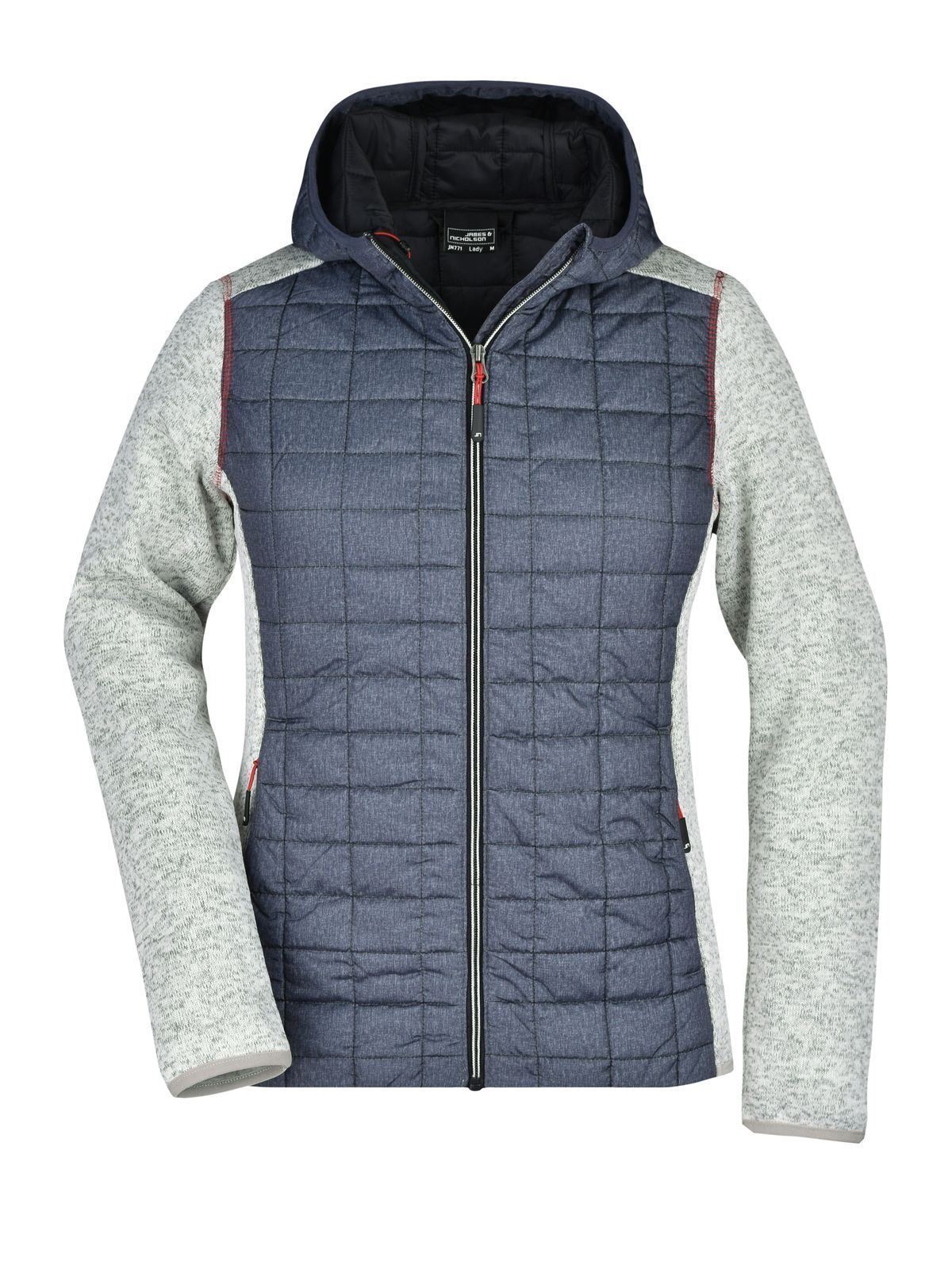 Damen-Strick-Hybridjacke - LMANM - LMANM – Hellmelange-Anthrazit-Melan