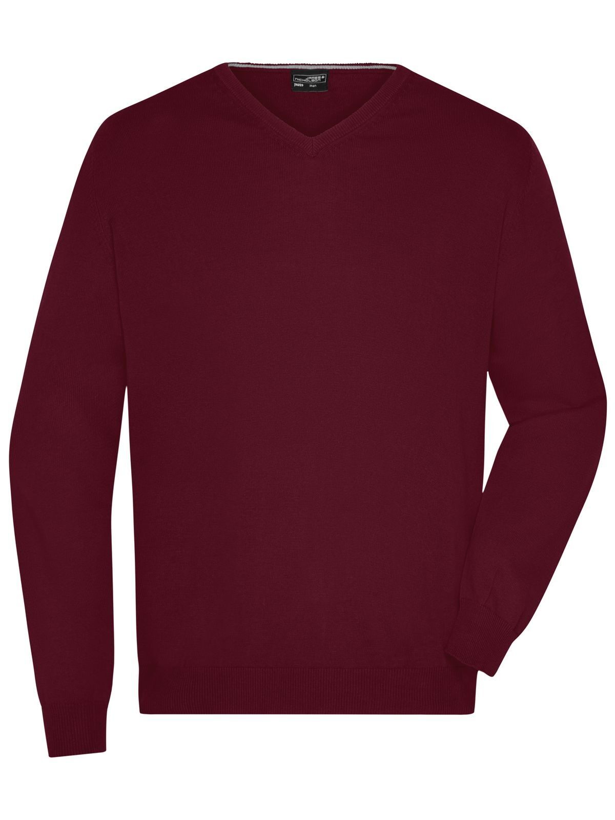 Herren-Pullover mit V-Ausschnitt - BONA - BORDEAUX-NATURAL