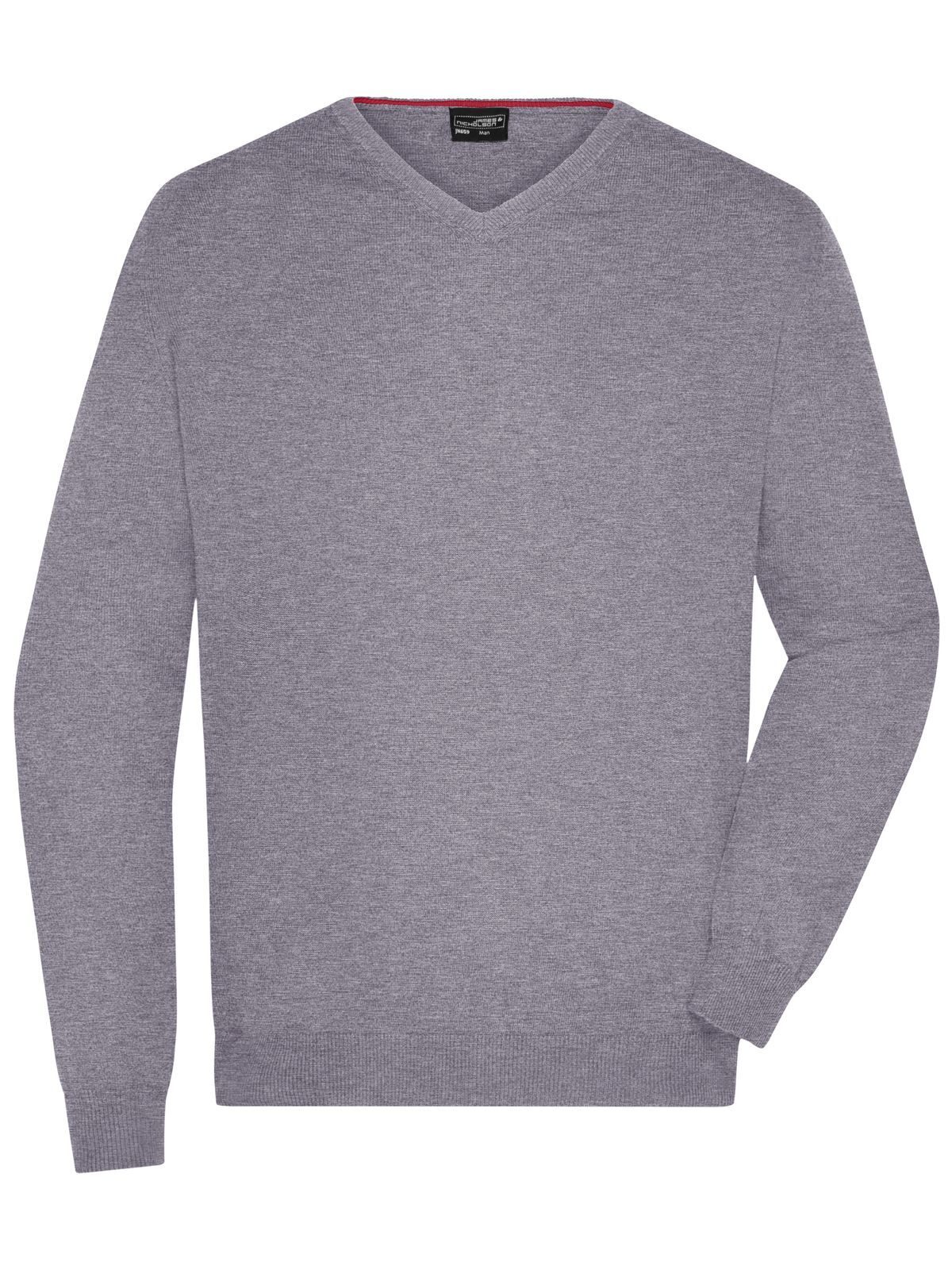 Herren-Pullover mit V-Ausschnitt - GREHE - Graue Heide