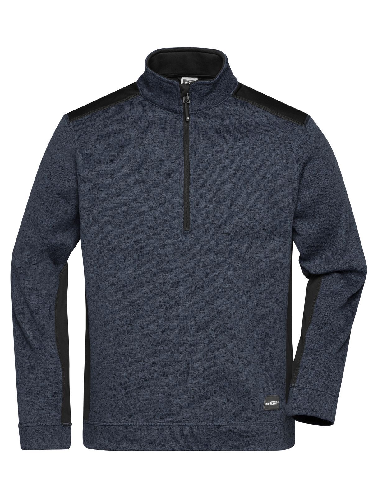 Strick-Arbeitskleidung für Herren, Fleece, halber Reißverschluss - ROBUST - - CBMBL - Carbon Melange-Schwarz