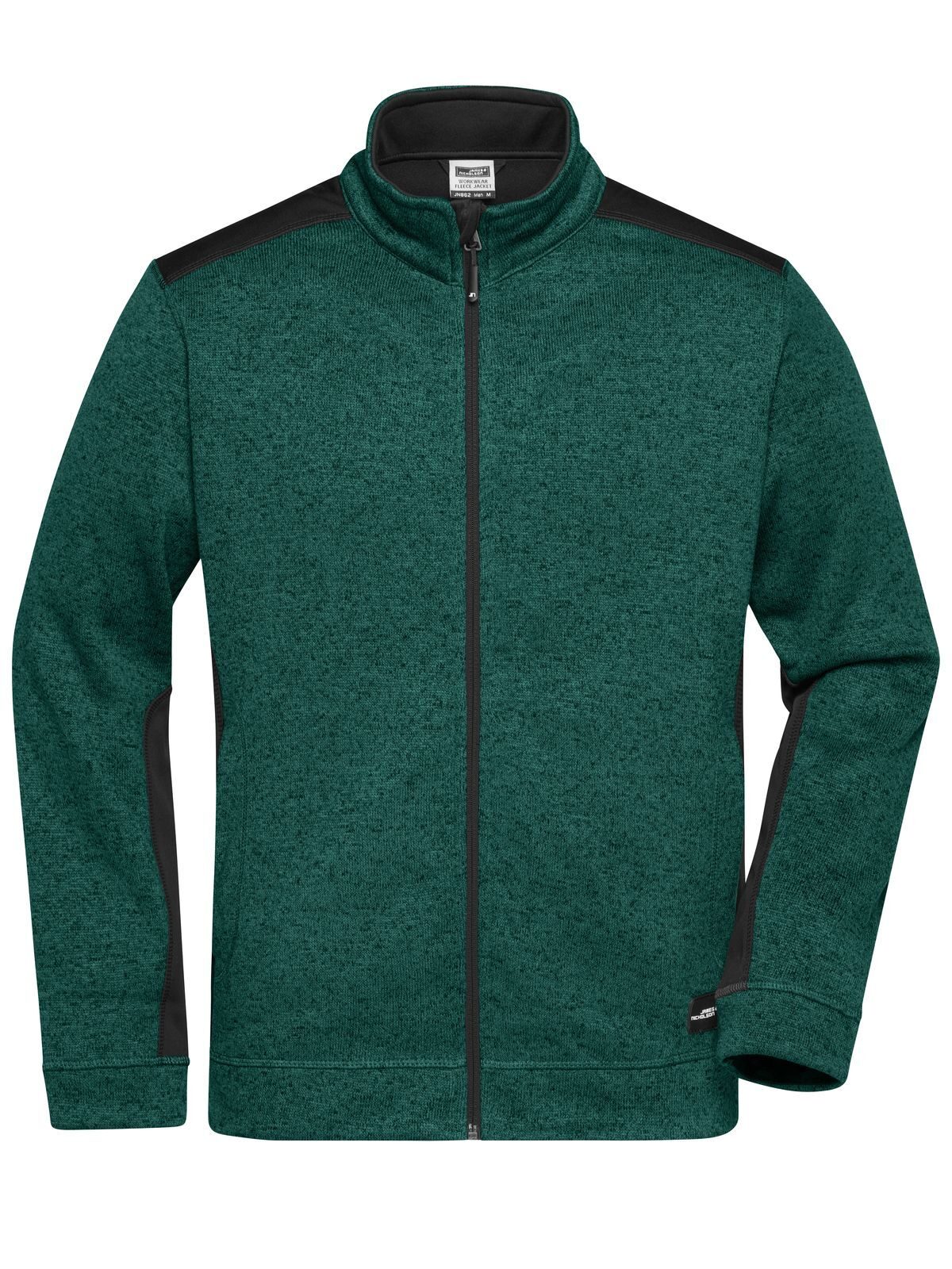 Strickfleecejacke für Herren – ROBUST – - DGMBL - Dunkelgrün-Melange - Schwarz
