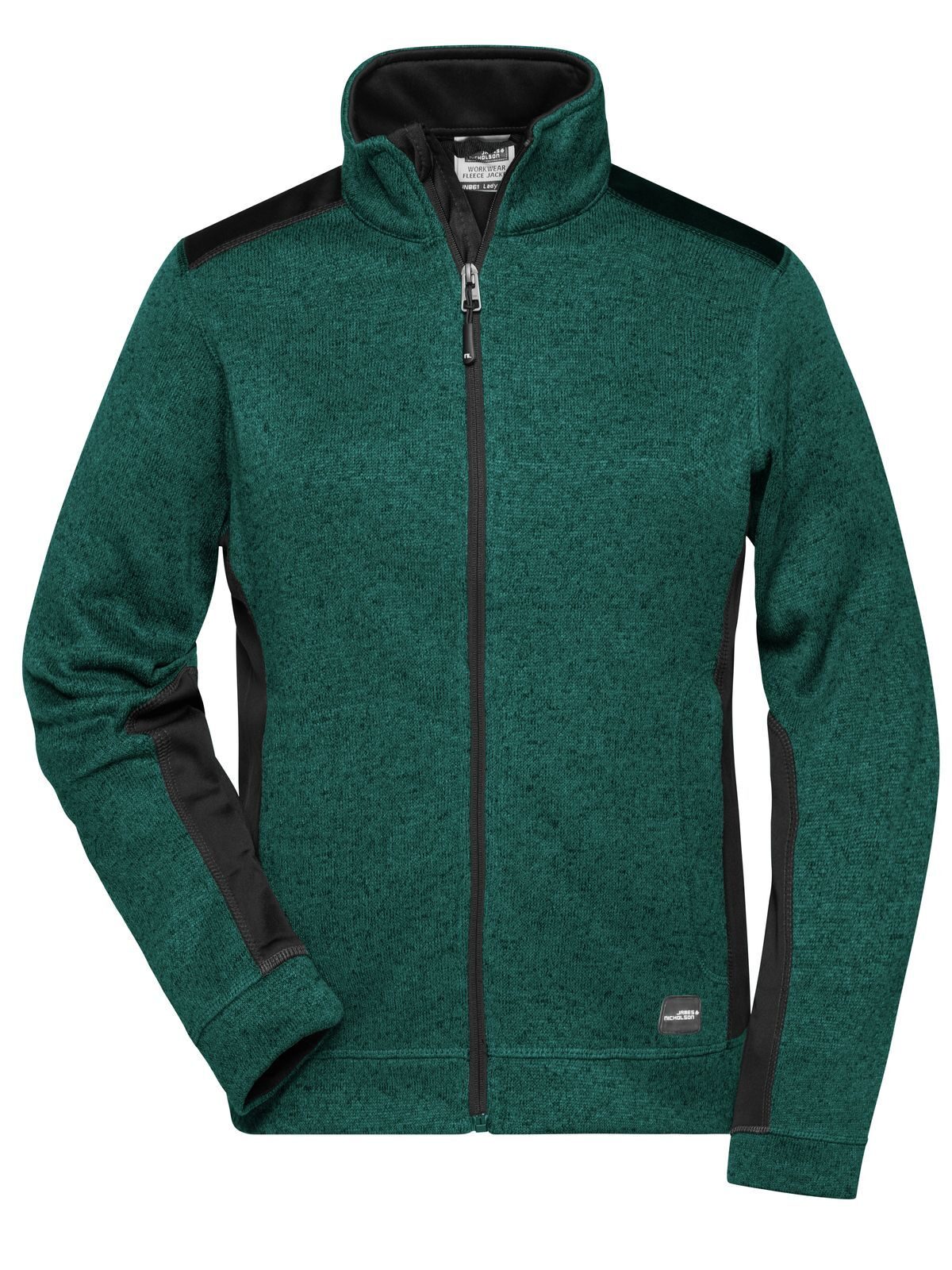 Damen-Strickfleecejacke für Arbeitskleidung -ROBUST- - DGMBL - Dunkelgrün-Melange - Schwarz