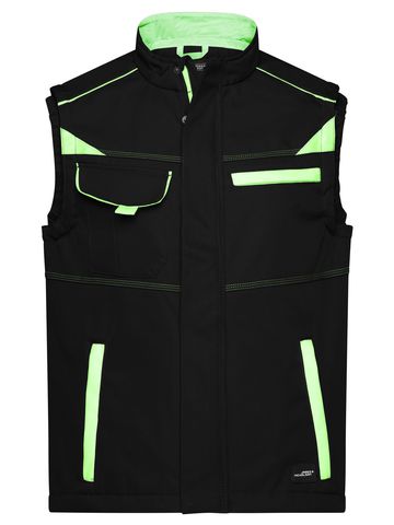 Softshell-Arbeitsweste – Stufe 2 - BLLIM - SCHWARZ-LIMETTEN-GRÜN