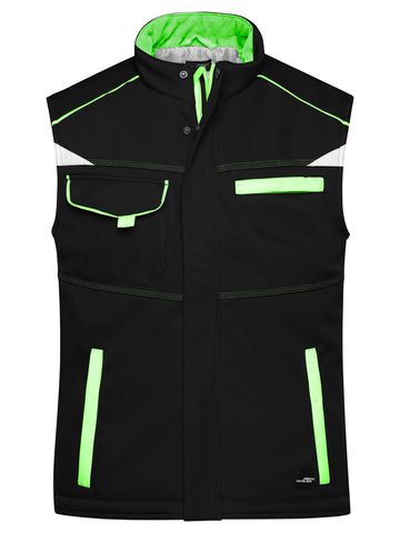 Wattierte Softshell-Arbeitsweste – Stufe 2 - BLLIM - SCHWARZ-LIMETTEN-GRÜN