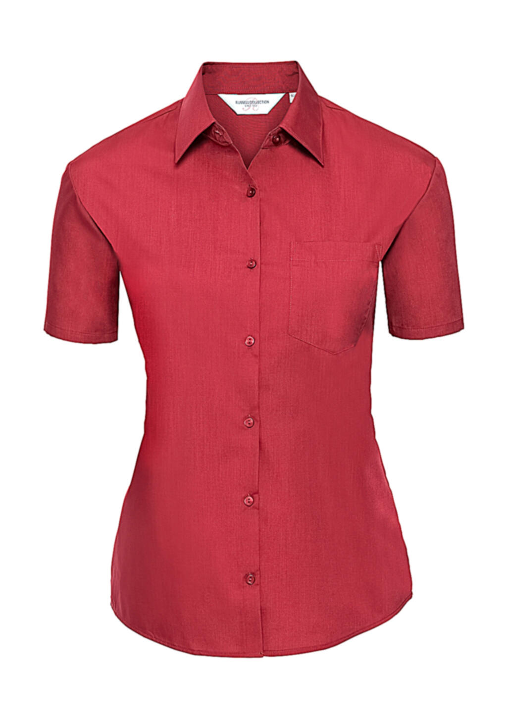 Klassisches Damen-Kurzarmhemd aus Baumwollmischgewebe - 401 - Klassisches Rot
