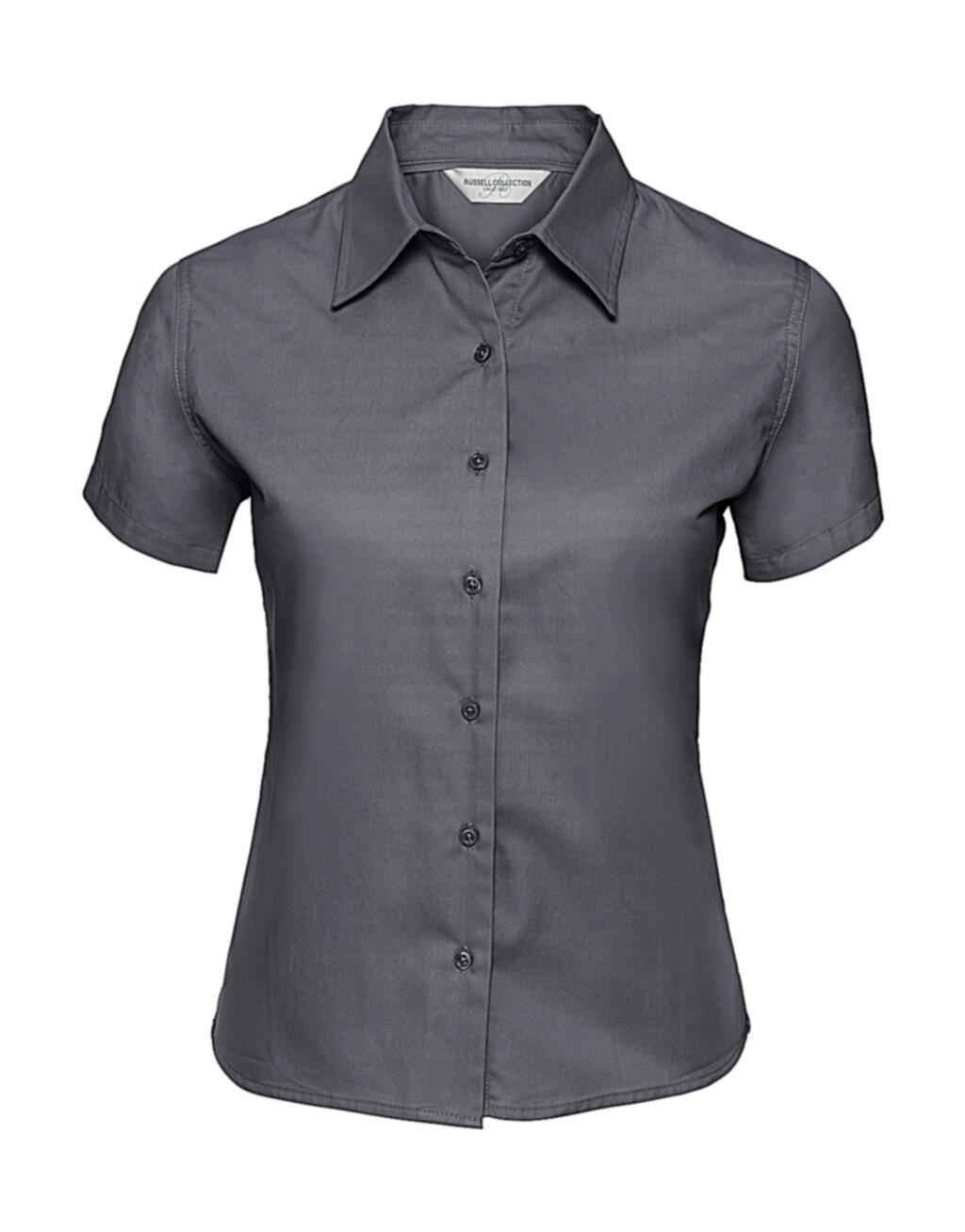 Klassisches Kurzarmhemd aus Twill für Damen - 112 - Zink