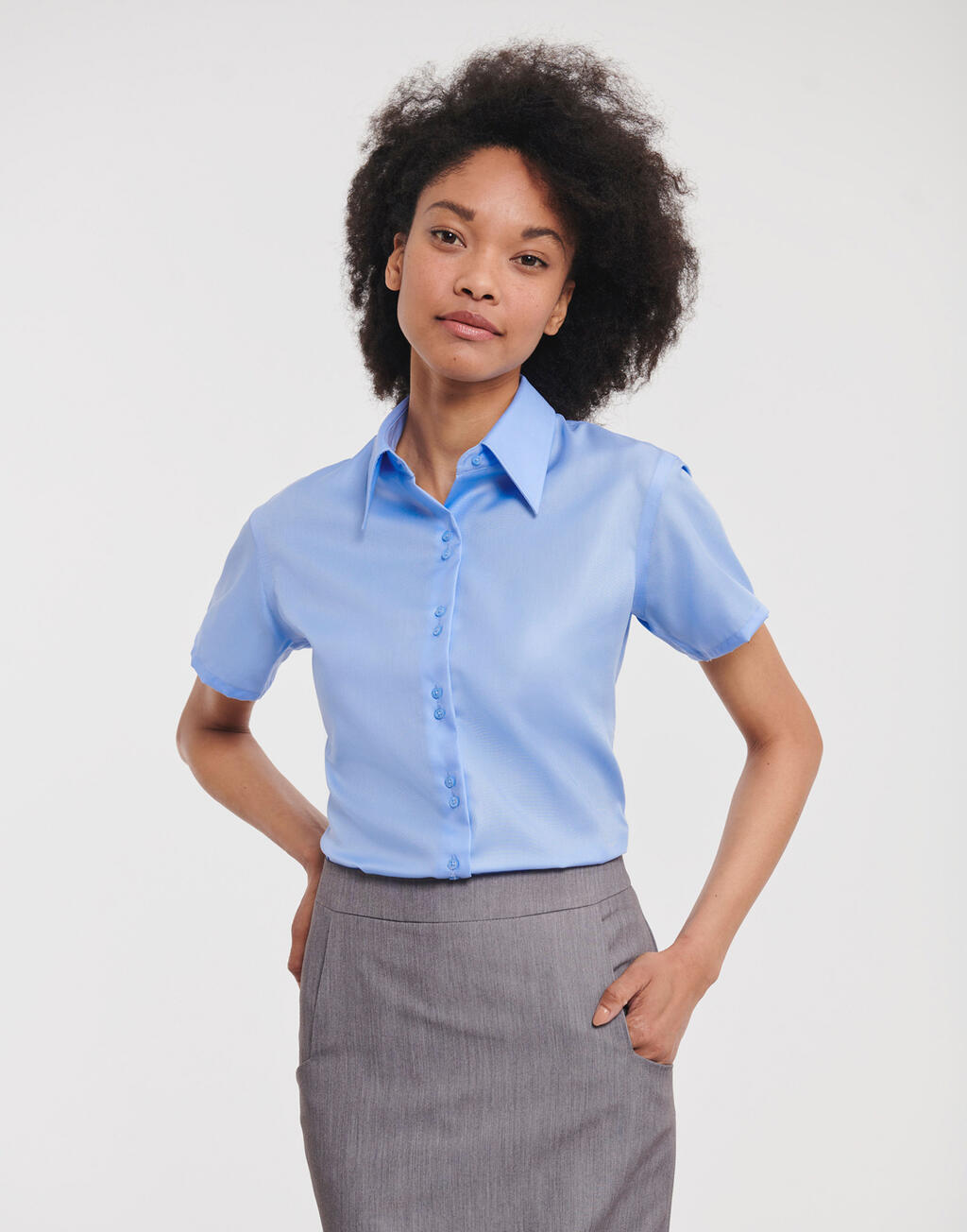 Damen Kurzarm-Tailored Ultimate Non-Bügelhemd