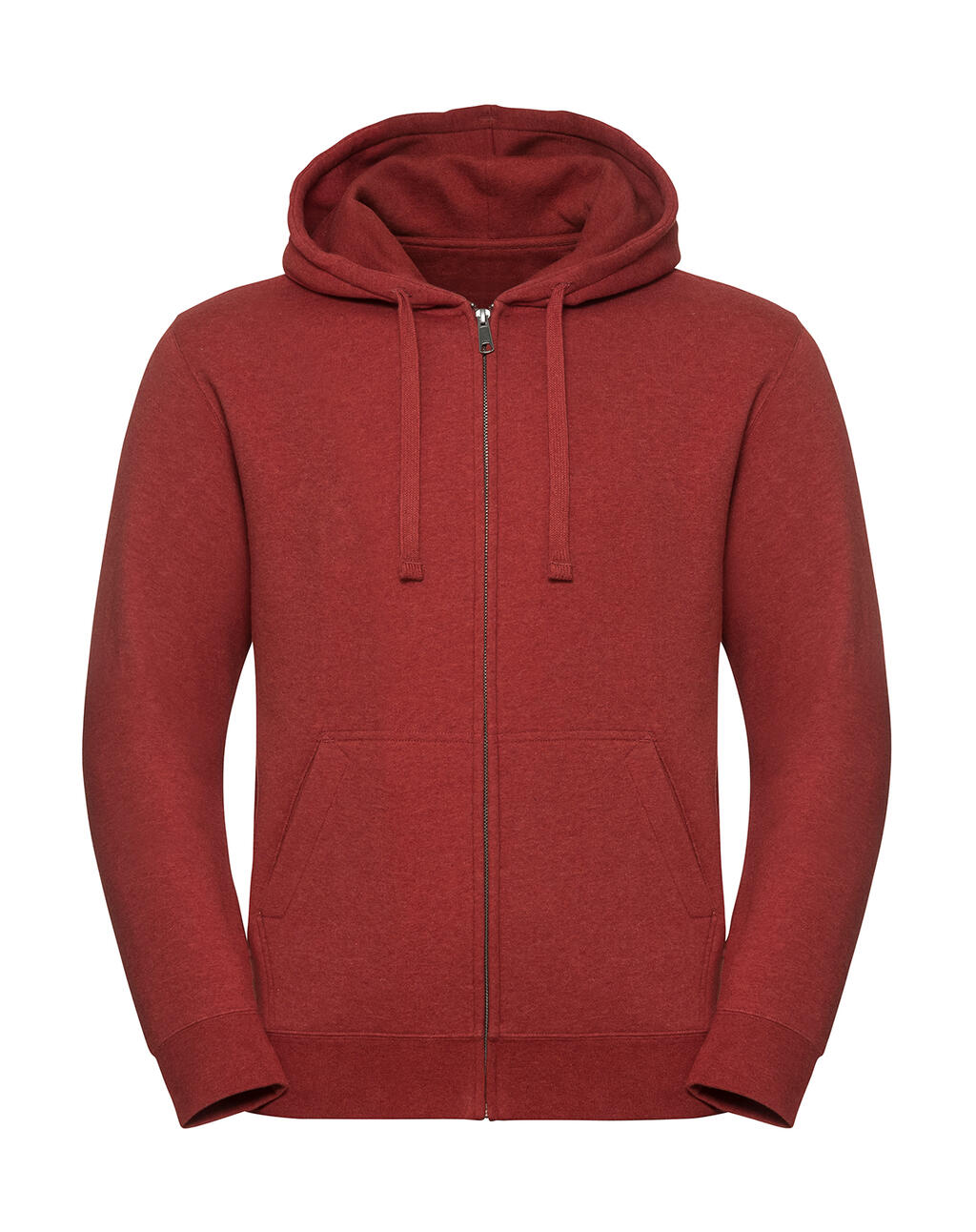 Authentisches Melange-Sweatshirt mit Kapuze und Reißverschluss für Herren - BM - Ziegelrot-Melange