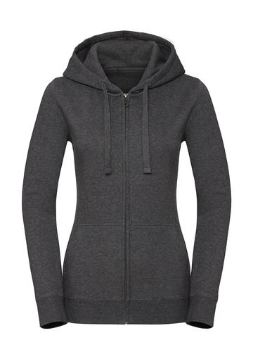 Authentisches Melange-Sweatshirt mit Kapuze und Reißverschluss für Damen - C6 - Kohlenstoffmischung