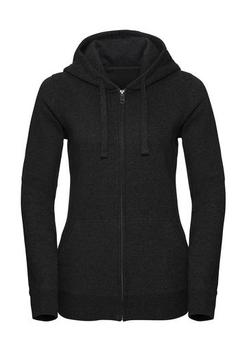 Authentisches Melange-Sweatshirt mit Kapuze und Reißverschluss für Damen - CH - Holzkohle-Melange