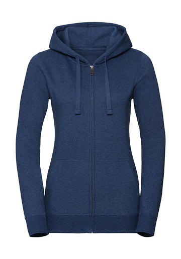 Authentisches Melange-Sweatshirt mit Kapuze und Reißverschluss für Damen - OM - Ozean-Mischung