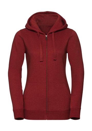 Authentisches Melange-Sweatshirt mit Kapuze und Reißverschluss für Damen - BM - Ziegelrot-Melange