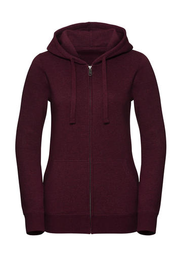 Authentisches Melange-Sweatshirt mit Kapuze und Reißverschluss für Damen - BD - Burgunder Melange