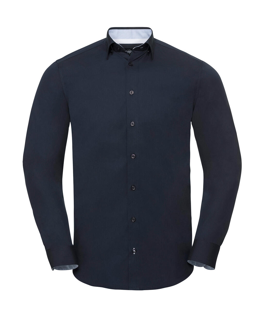 LS Tailored Contrast Ultimate Stretch Shirt - NB - Hellblau/Oxfordblau/Weiß