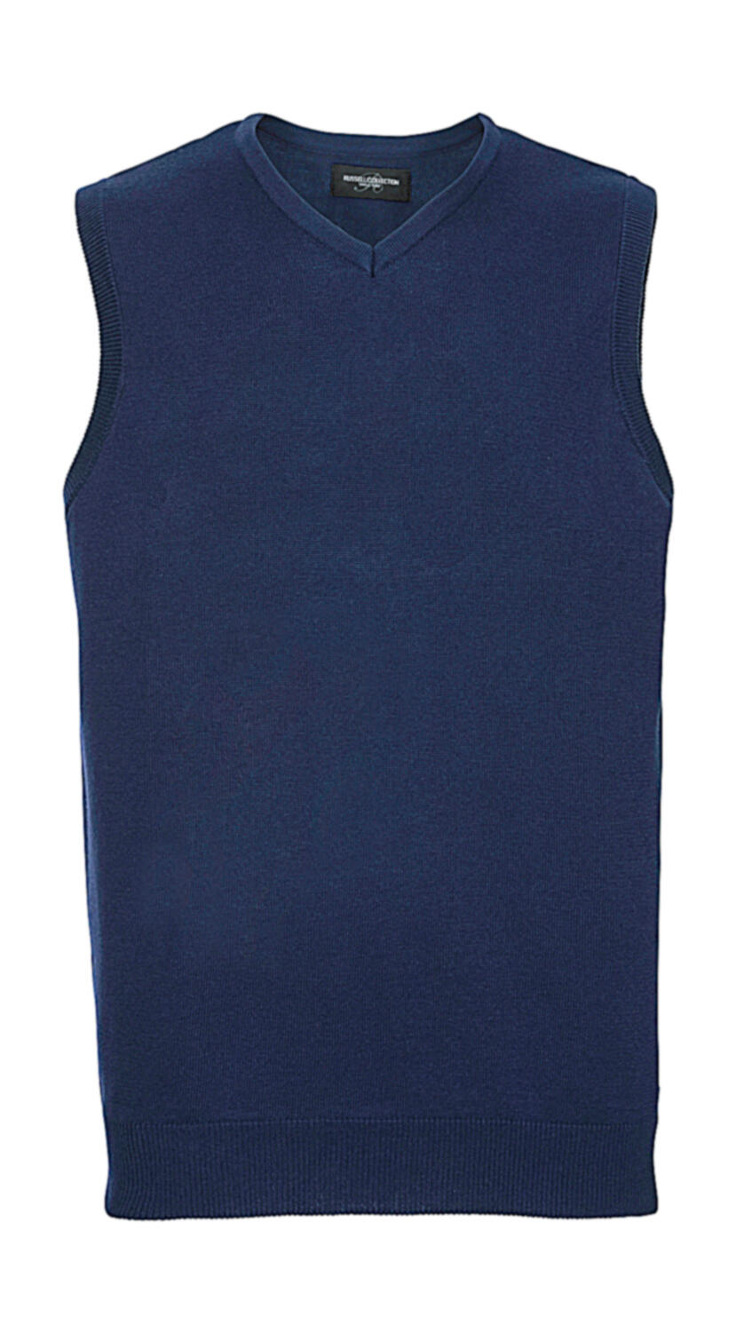 Ärmelloser Strickpullover für Herren mit V-Ausschnitt - D2 - Denim Marl