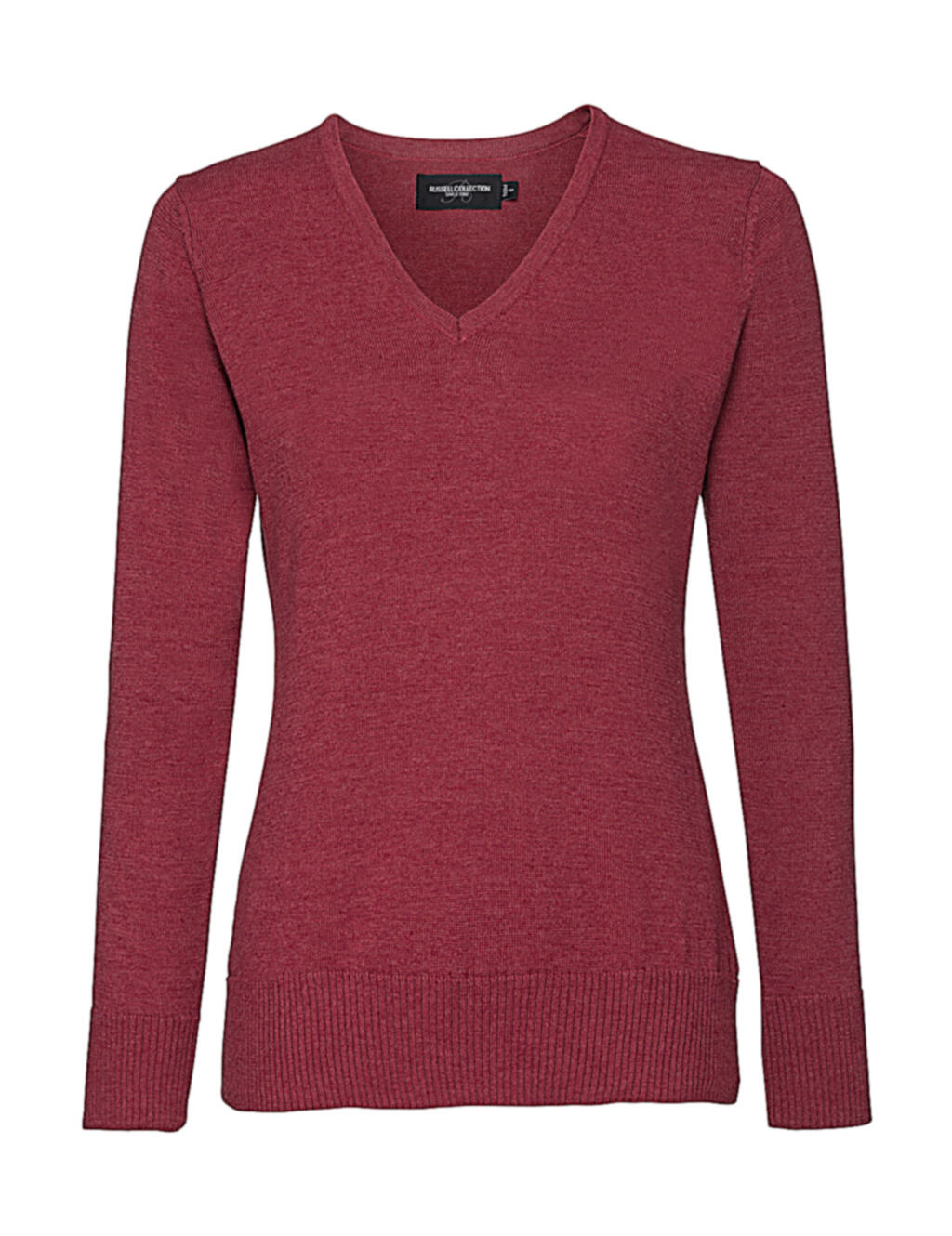 Damen-Strickpullover mit V-Ausschnitt - MC - Cranberry Mergel