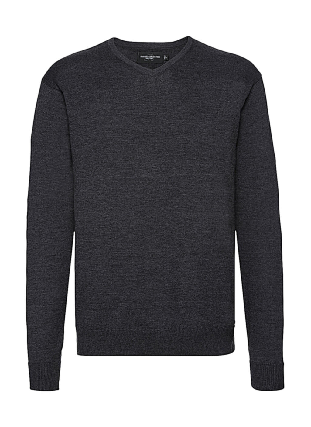 Herren-Strickpullover mit V-Ausschnitt - CM - Holzkohlemerel
