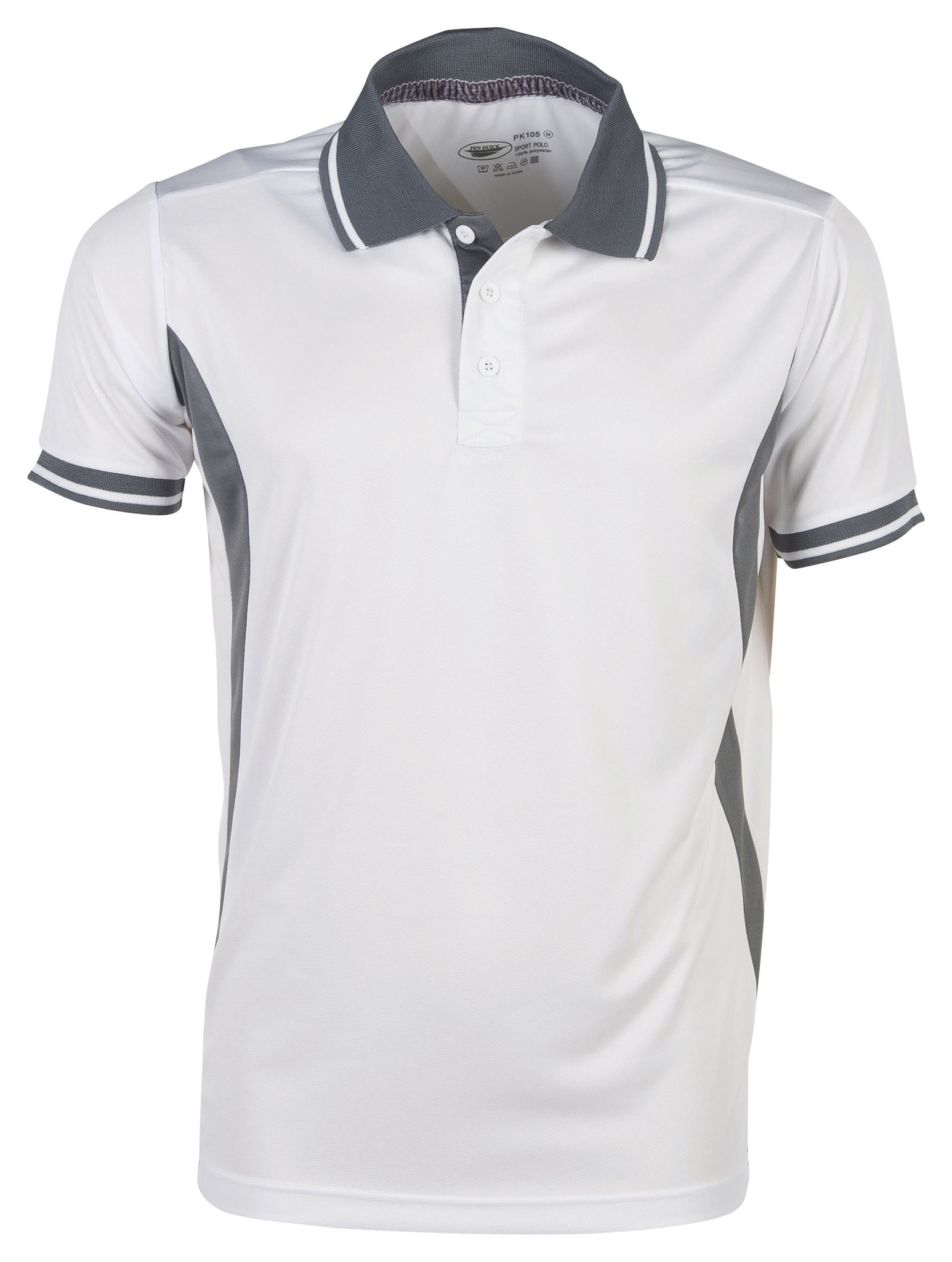 Sport Polo Contrast M/C 100% Polyester 140 g/m² Schwarz/Titan Größe S - WH - Weiß/Titan