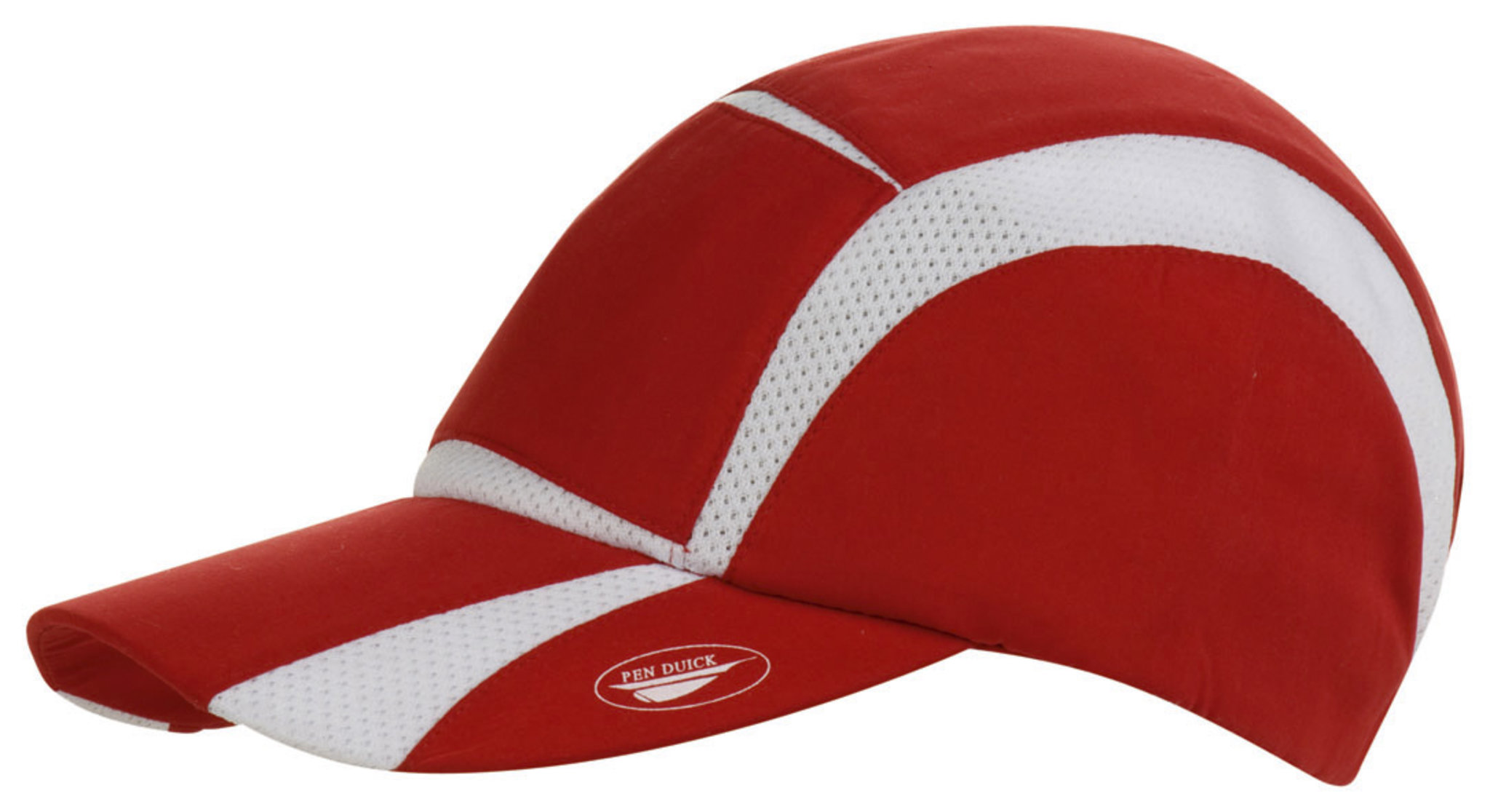 Sportkappe, 100 % atmungsaktives Polyester, Schwarz/Grau - RD - Rot
