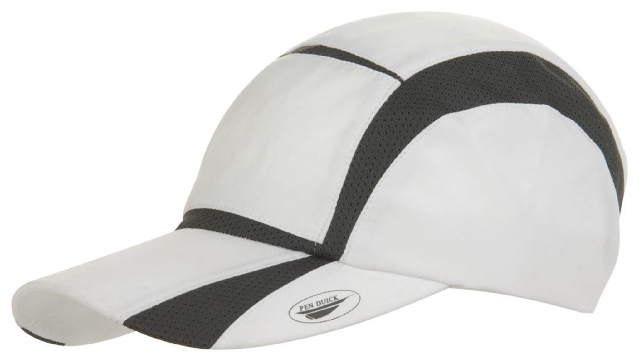 Sportkappe, 100 % atmungsaktives Polyester, Schwarz/Grau - WH - Weiß/Titan